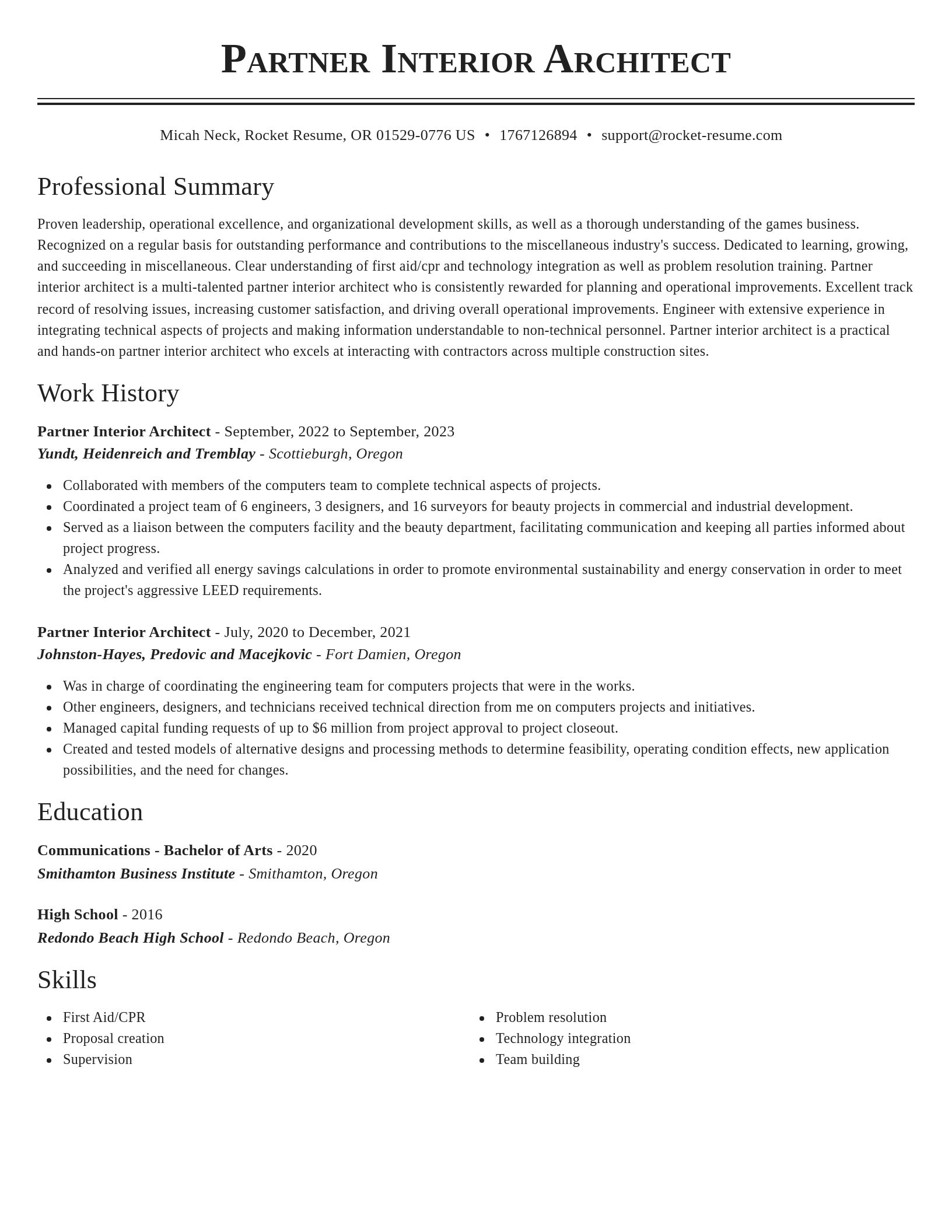 Classic resume template