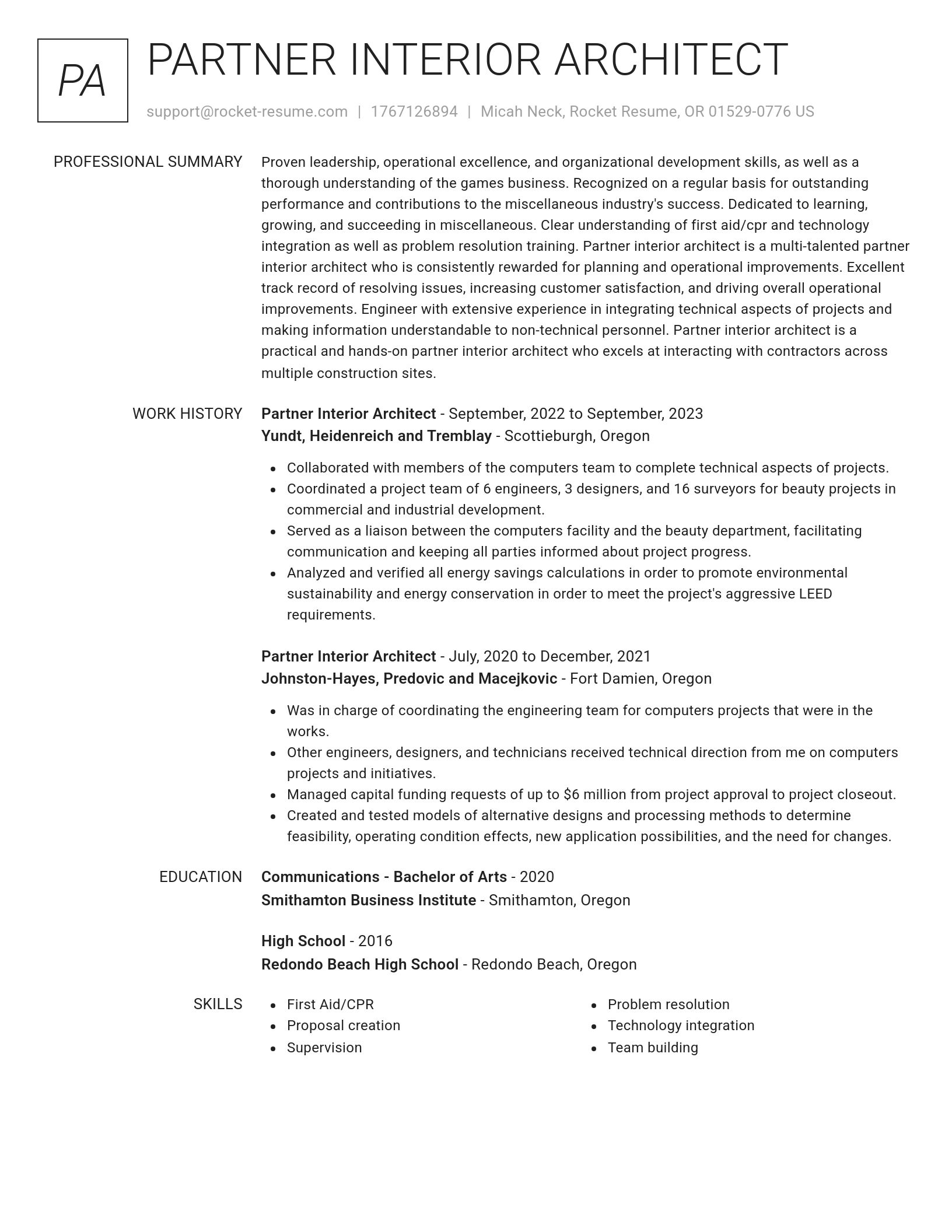 Renowned resume template