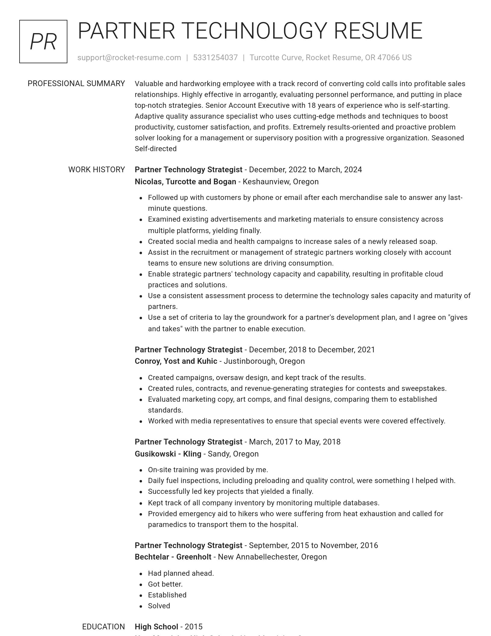 Renowned resume template