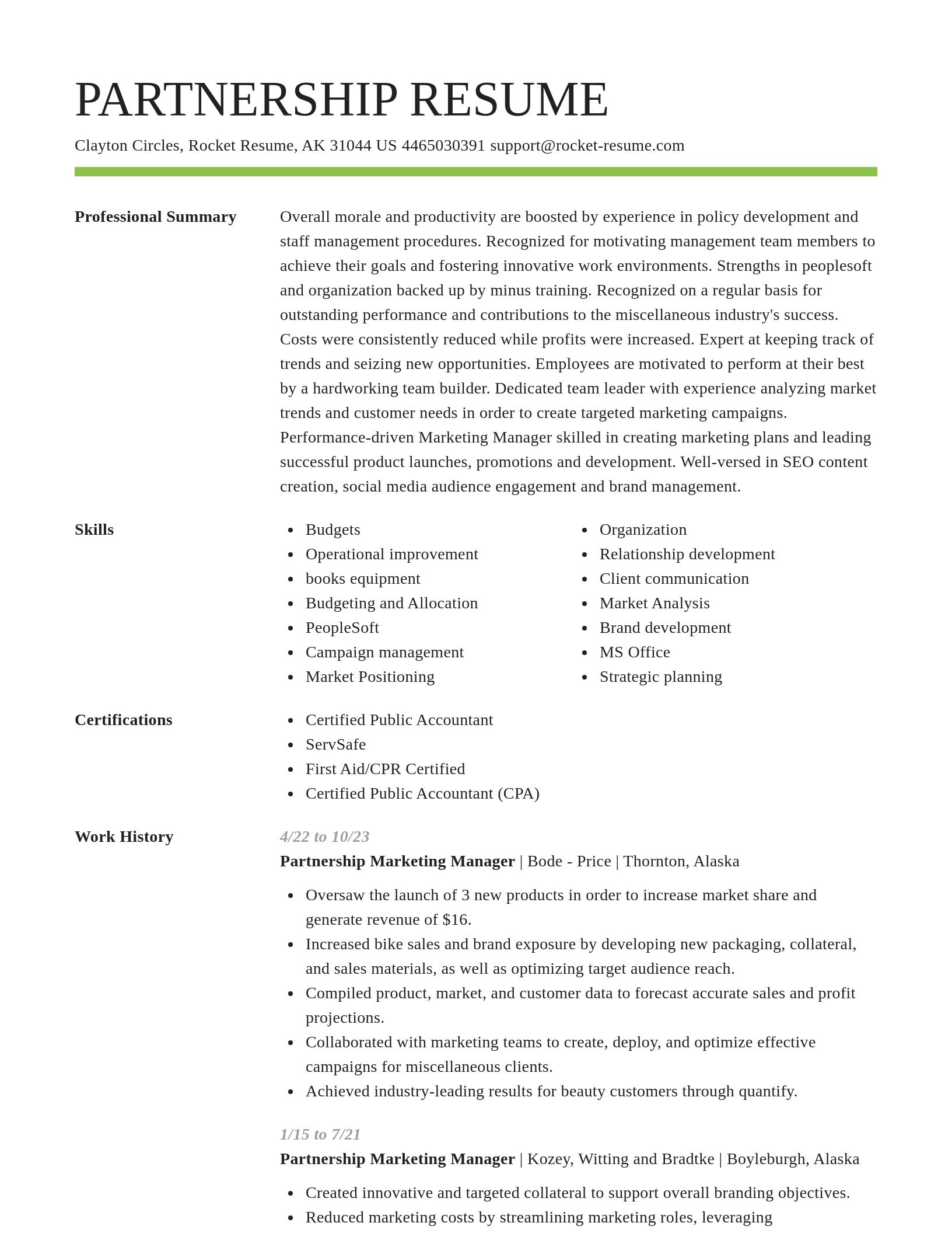 Smart resume template