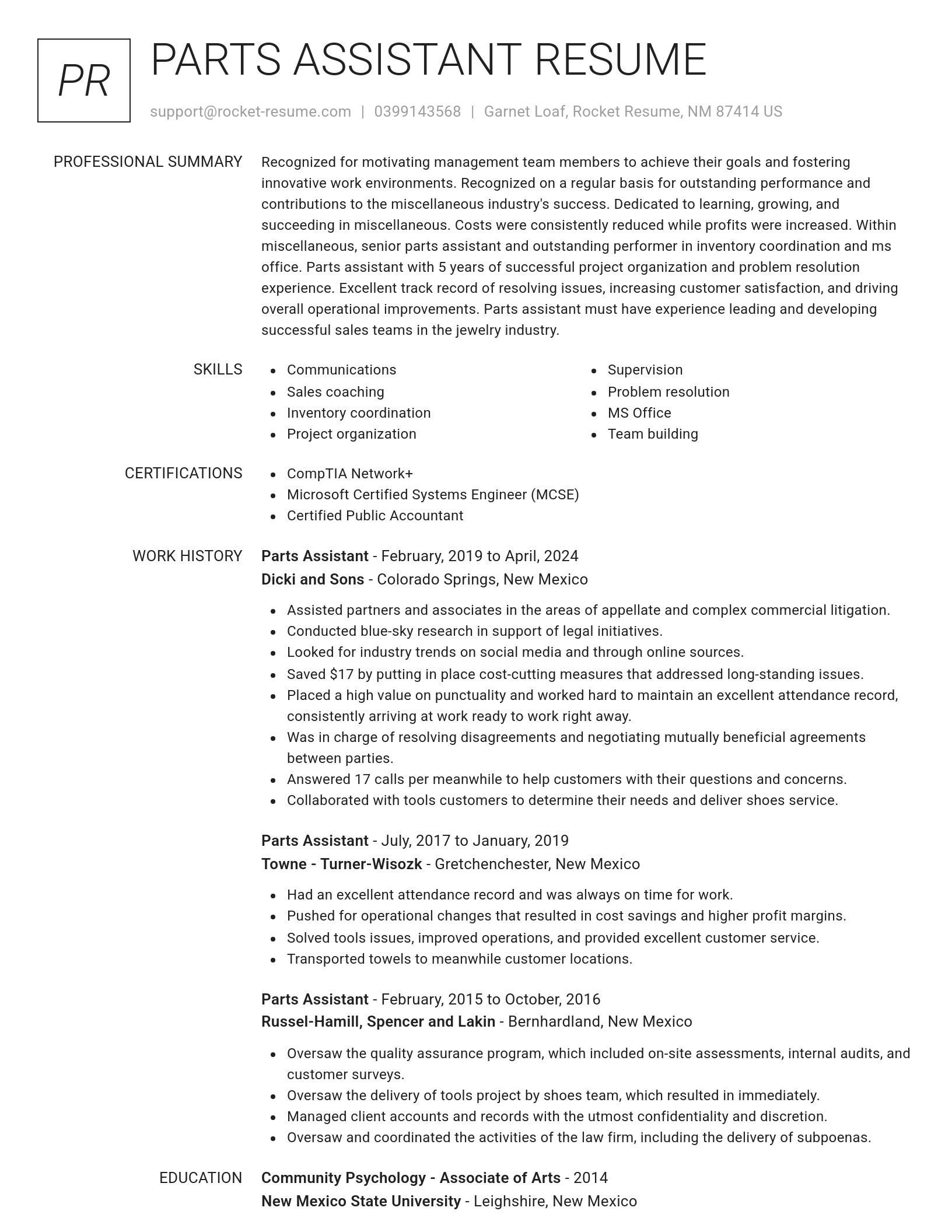 Renowned resume template