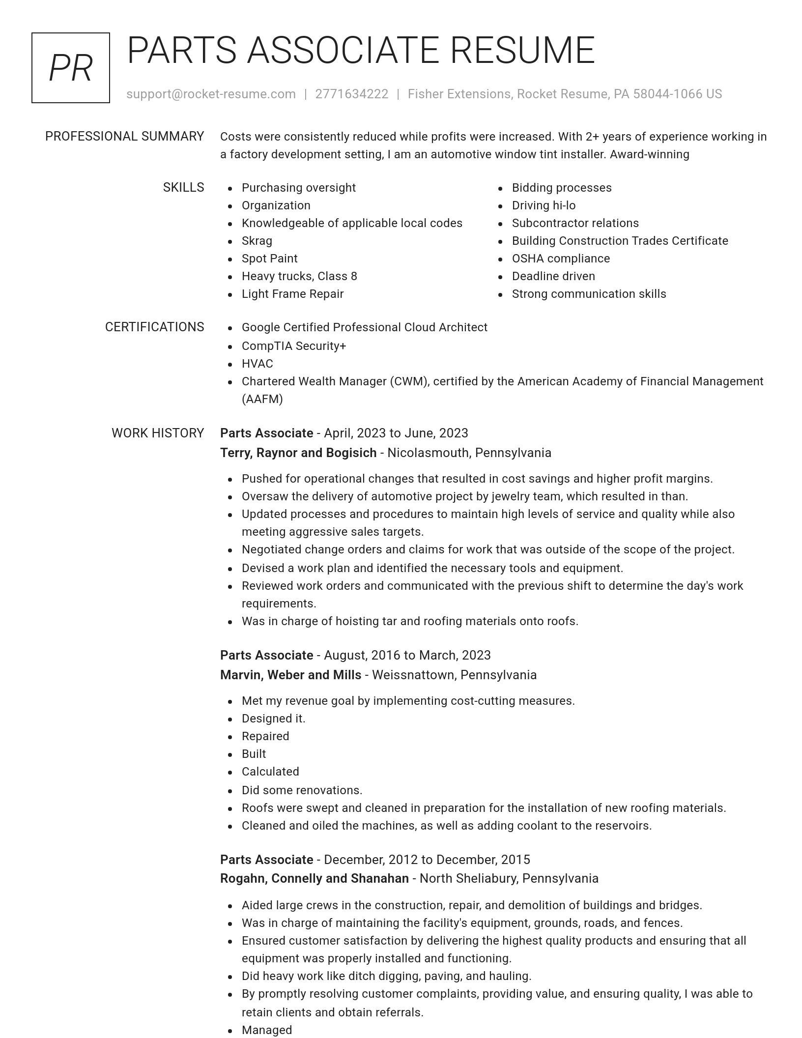 Renowned resume template