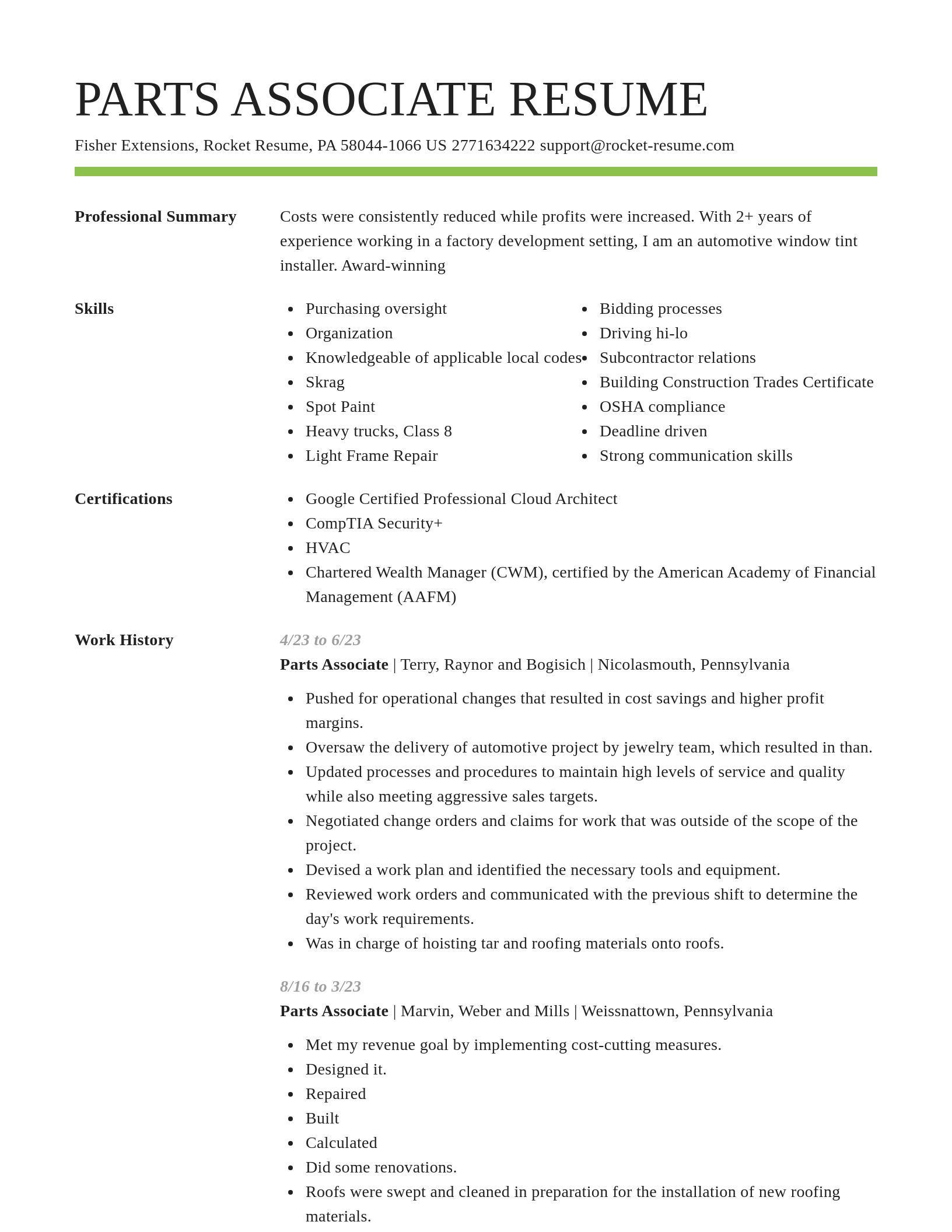 Smart resume template