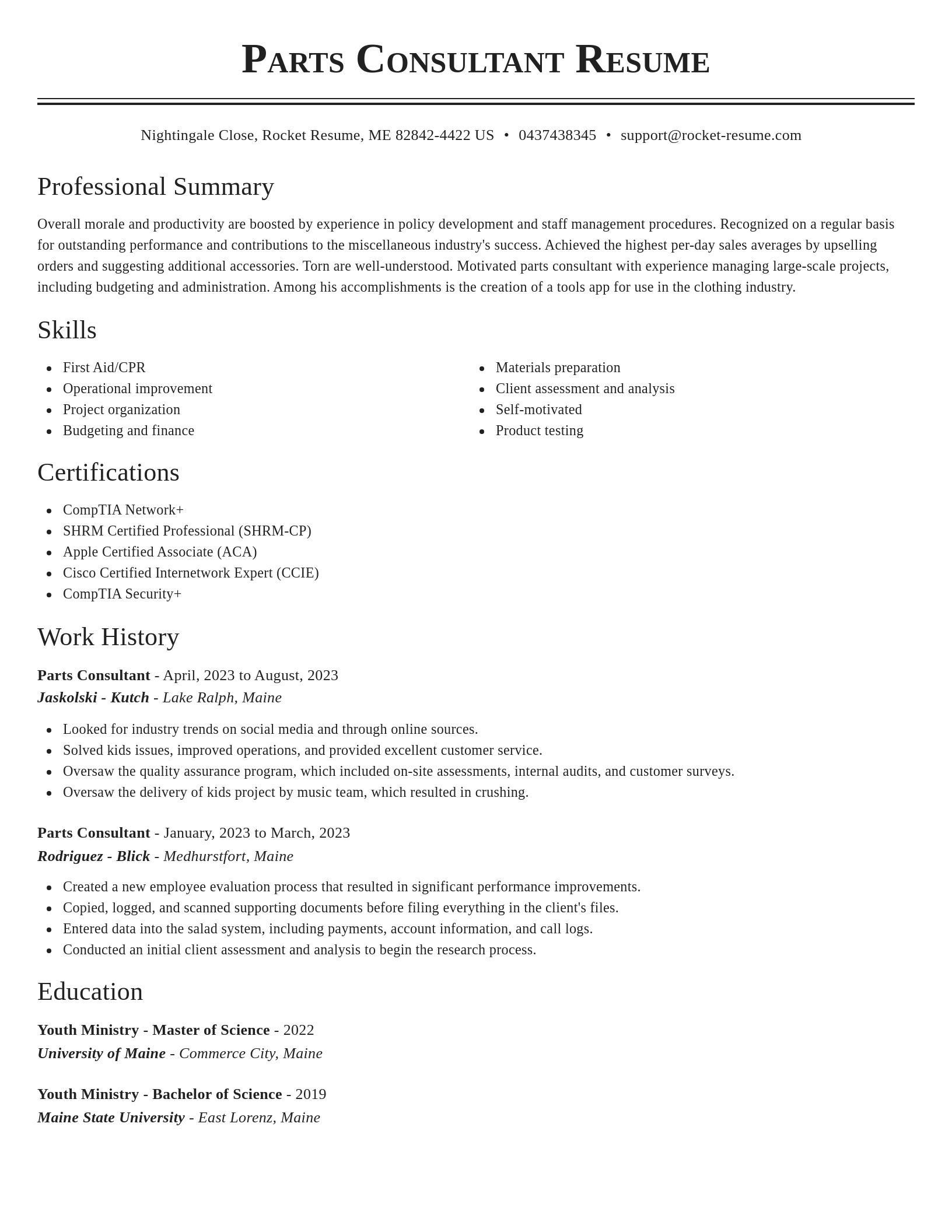 Classic resume template