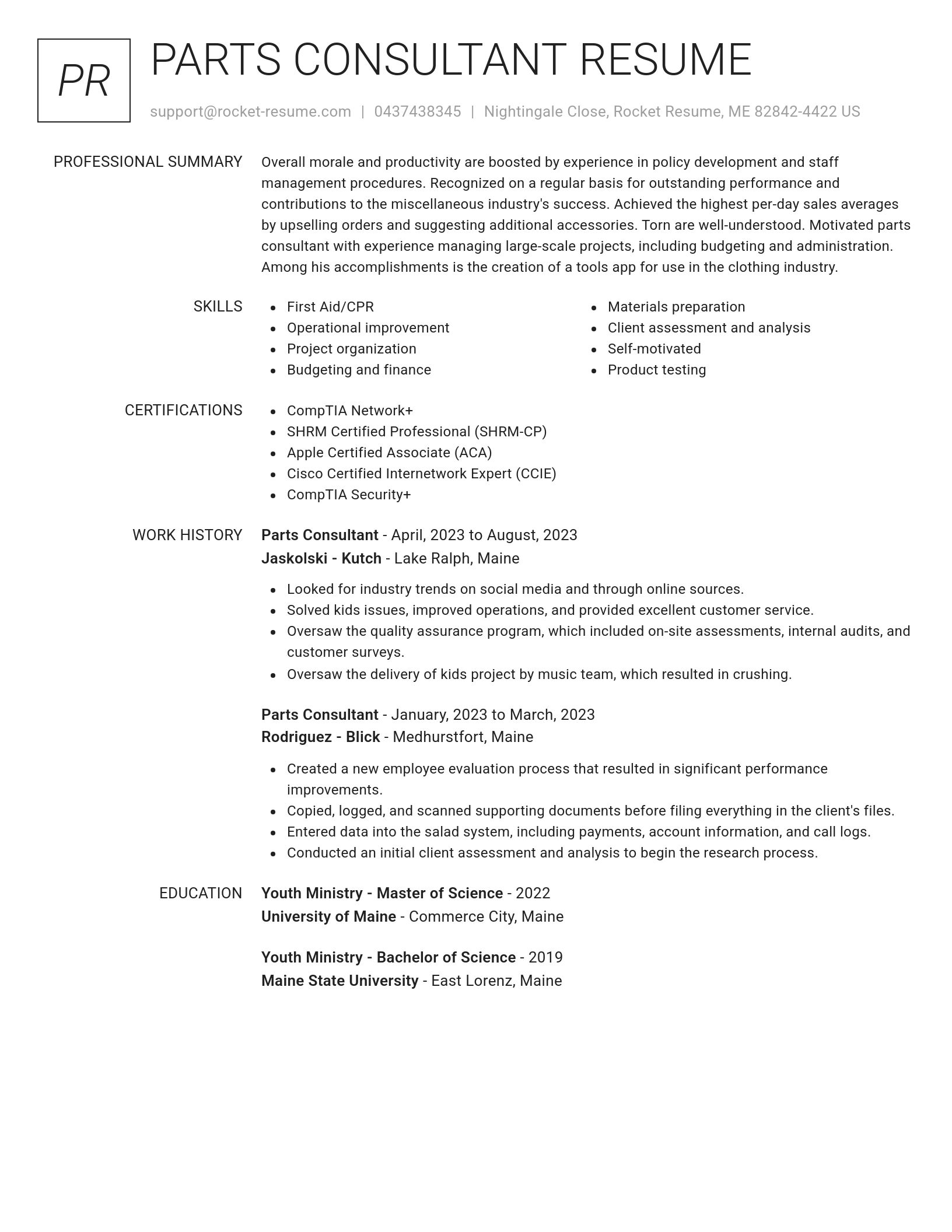 Renowned resume template