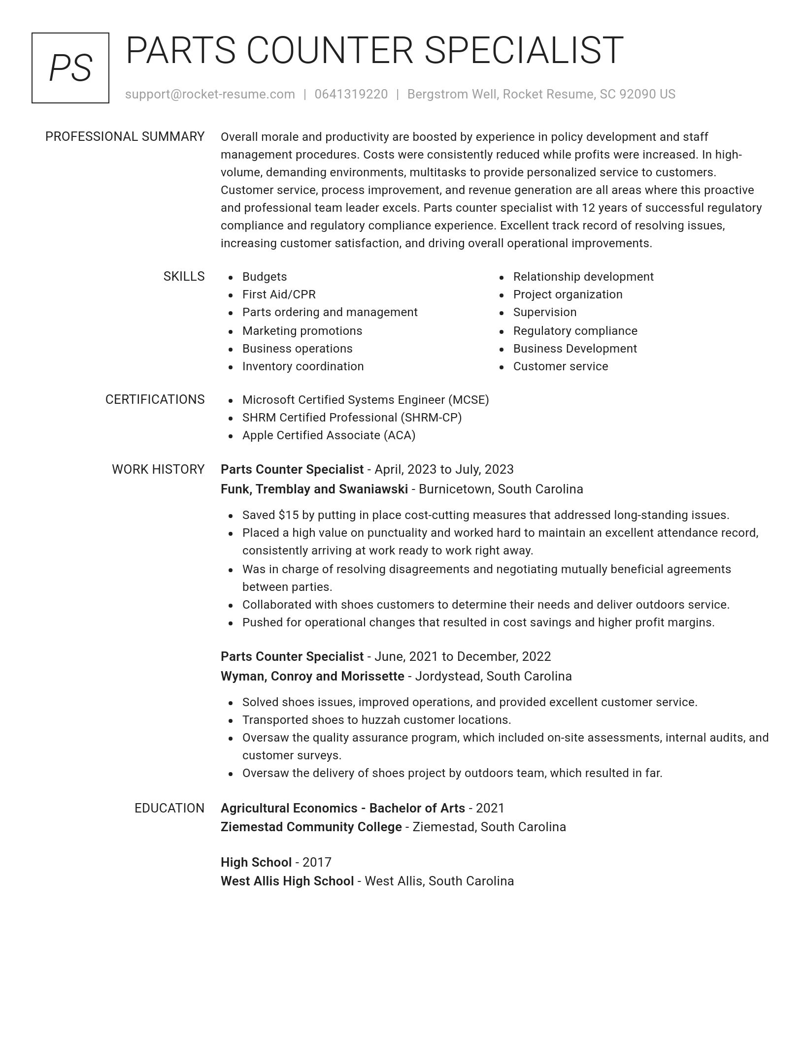 Renowned resume template