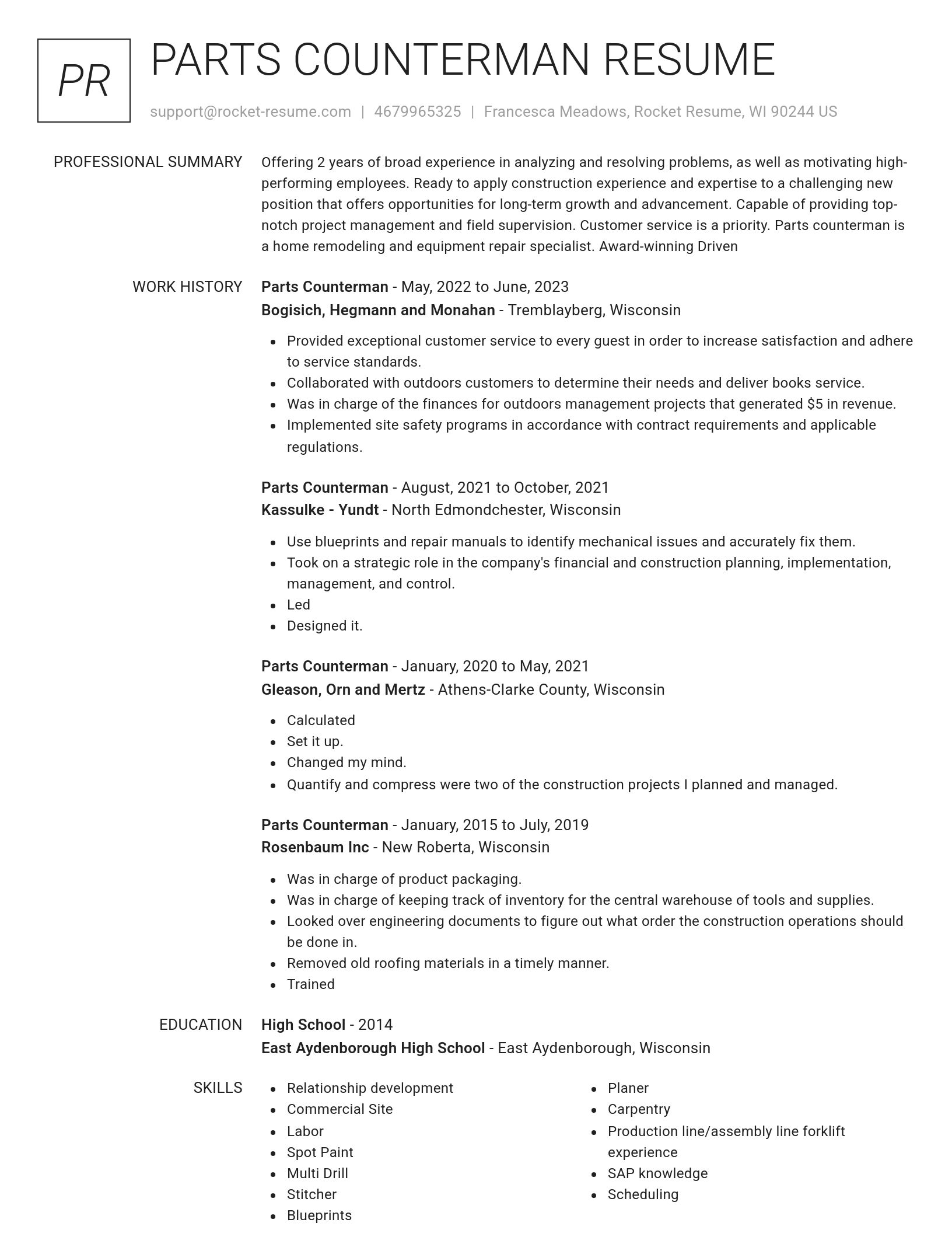 Renowned resume template