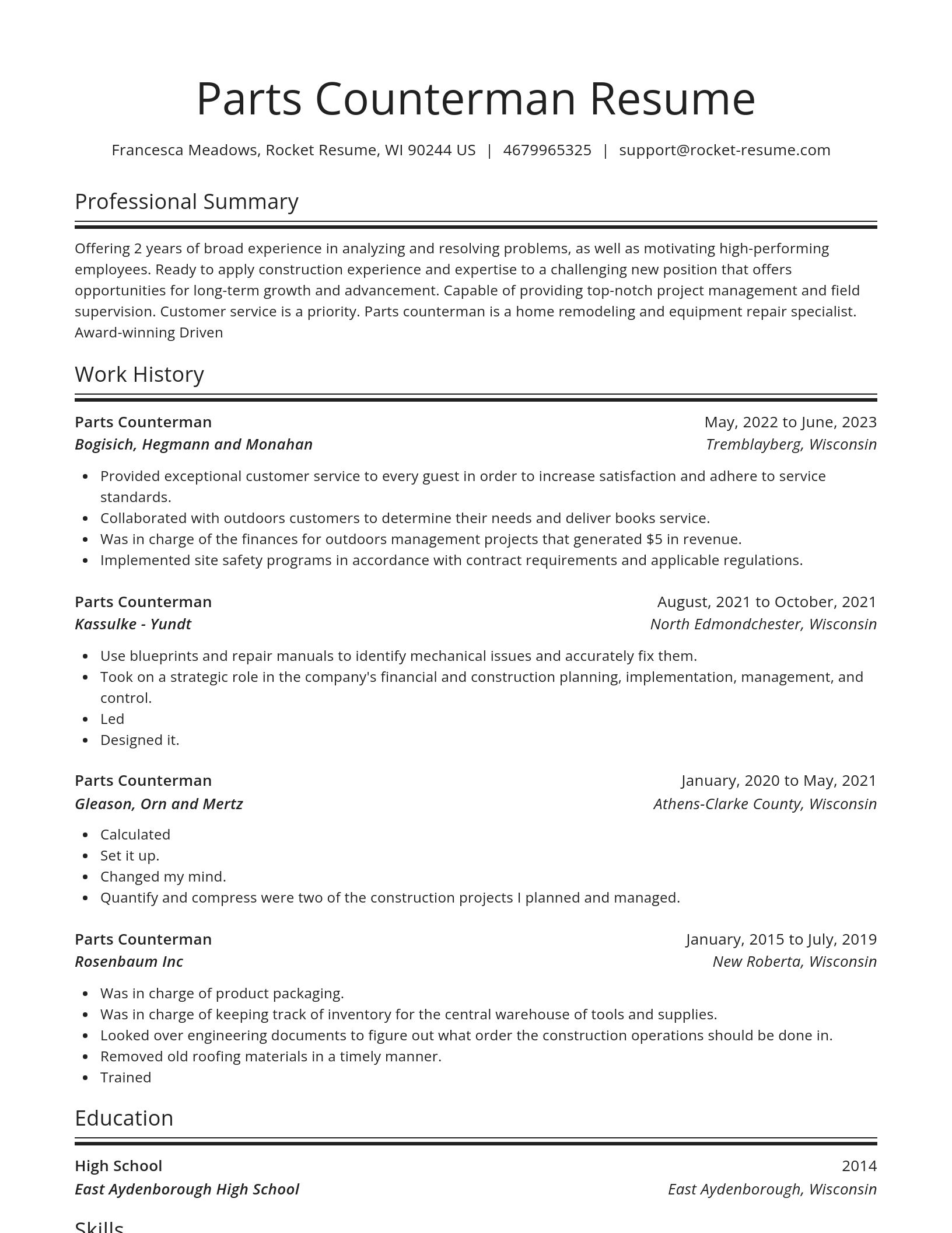 Spotlight resume template