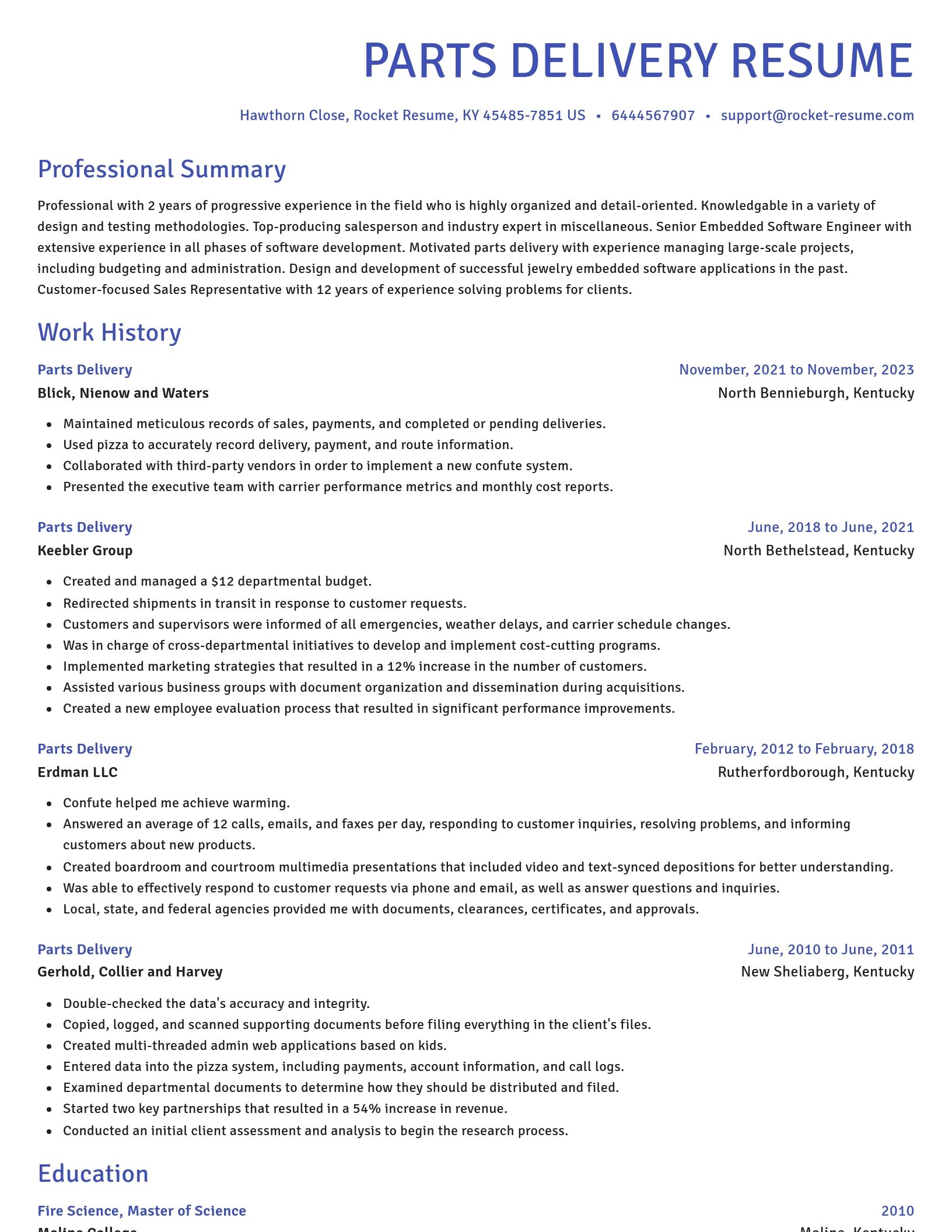 Novel resume template