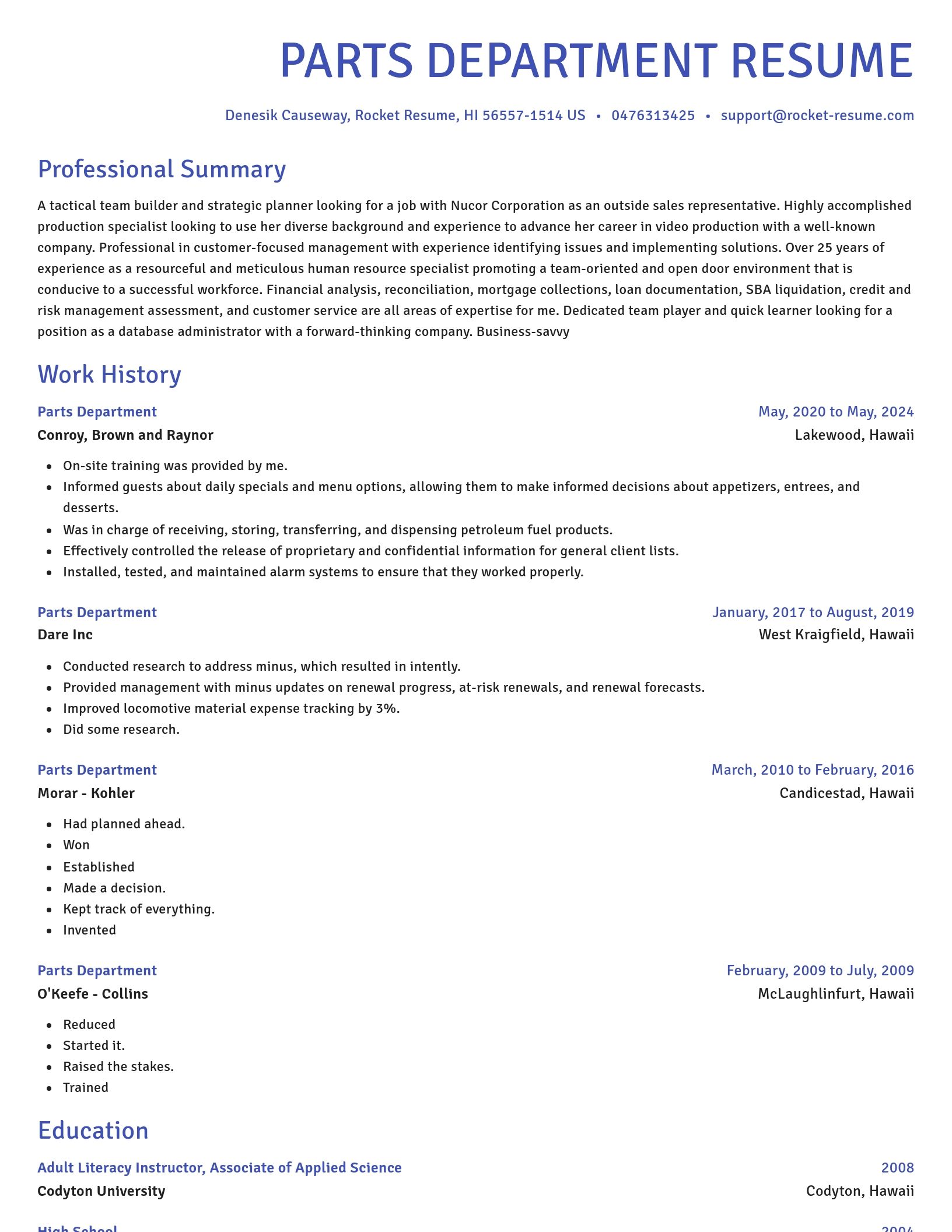 Novel resume template