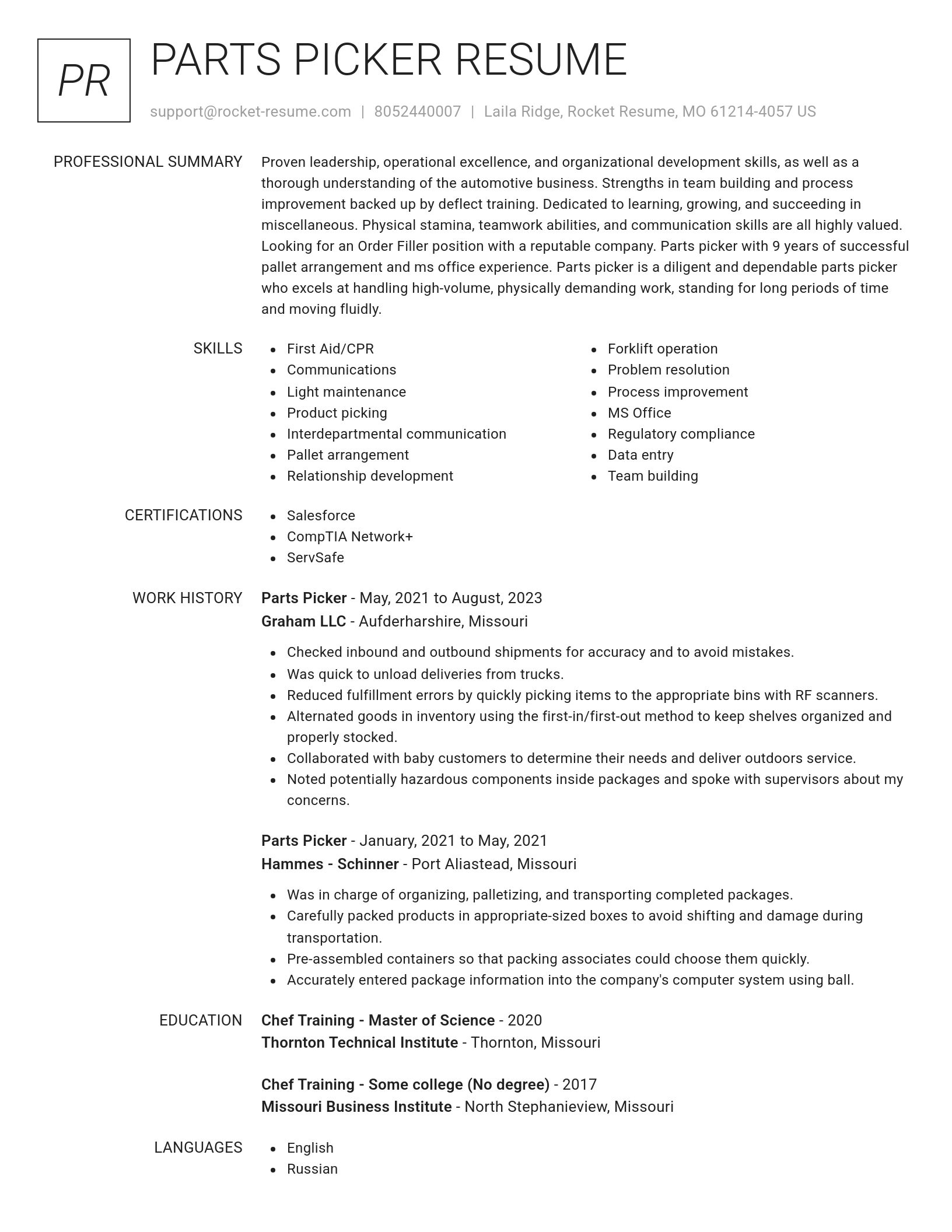 Renowned resume template