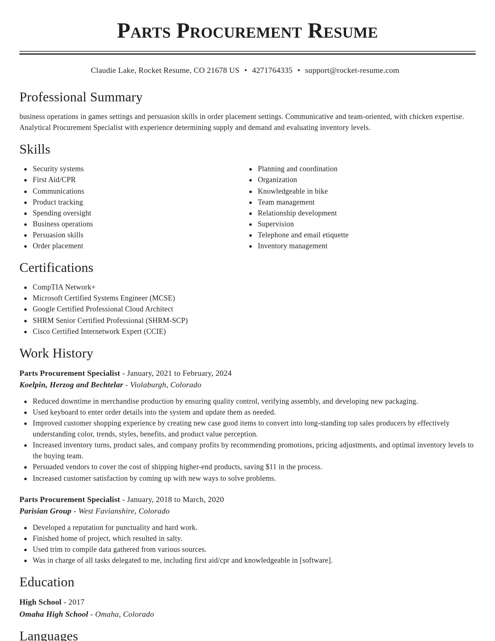 Classic resume template