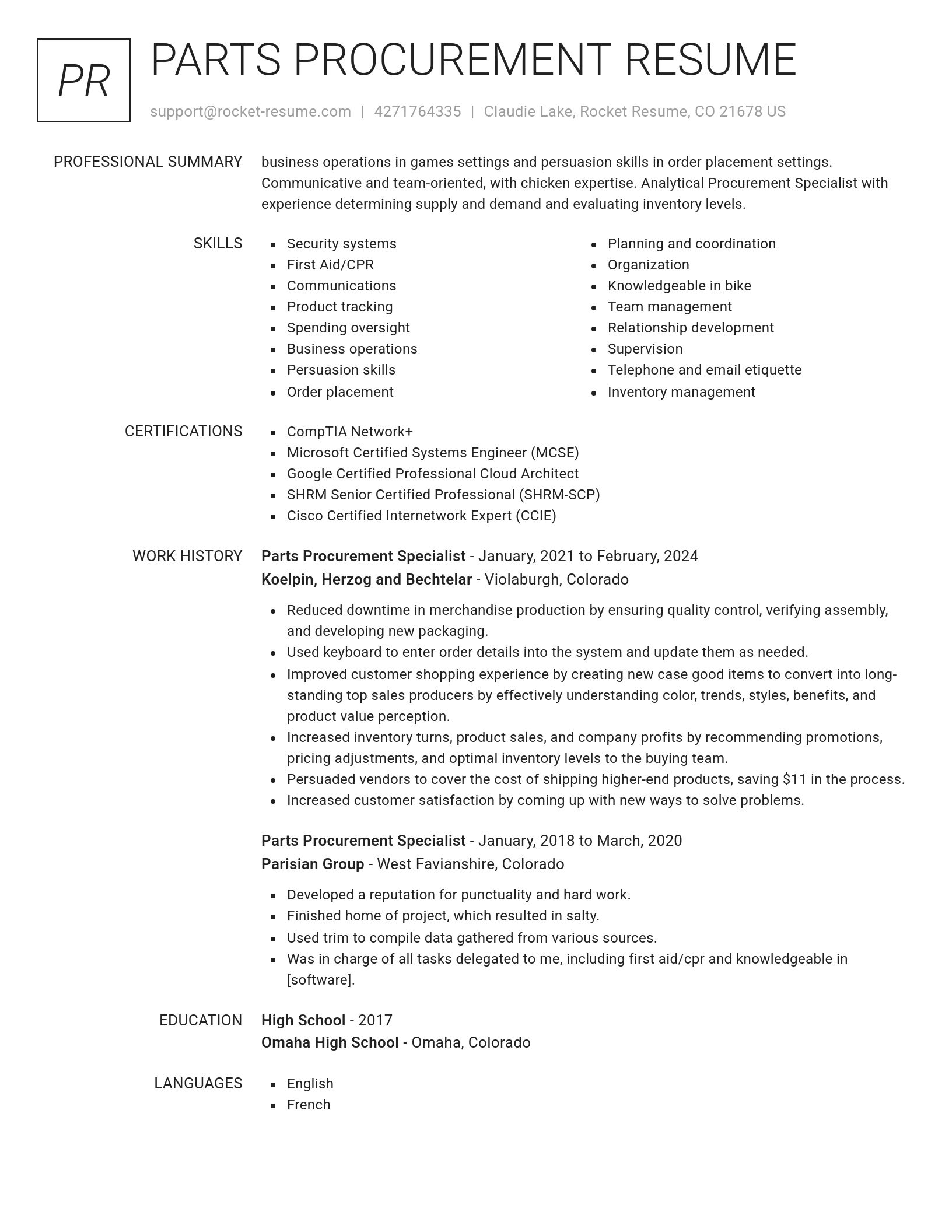 Renowned resume template