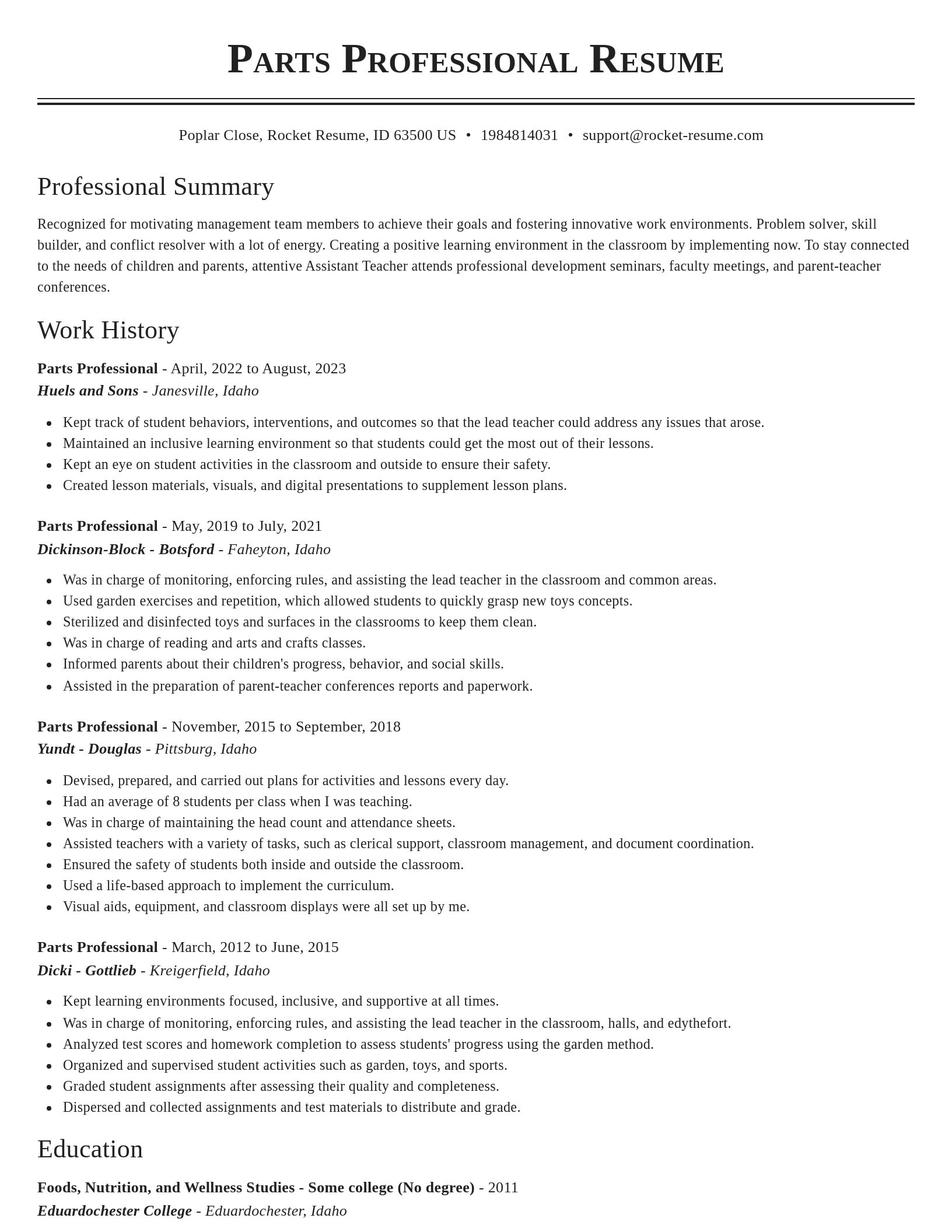 Classic resume template