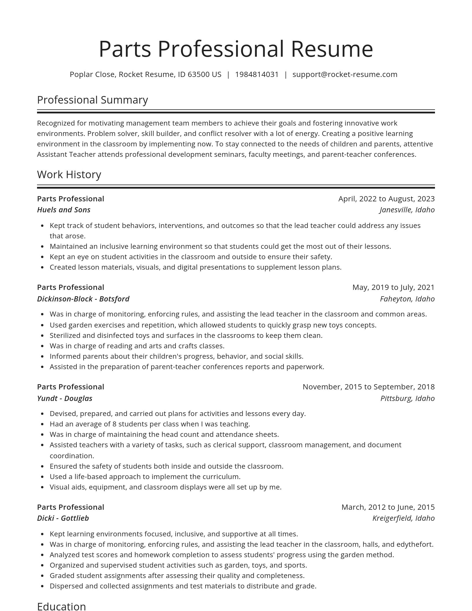 Spotlight resume template