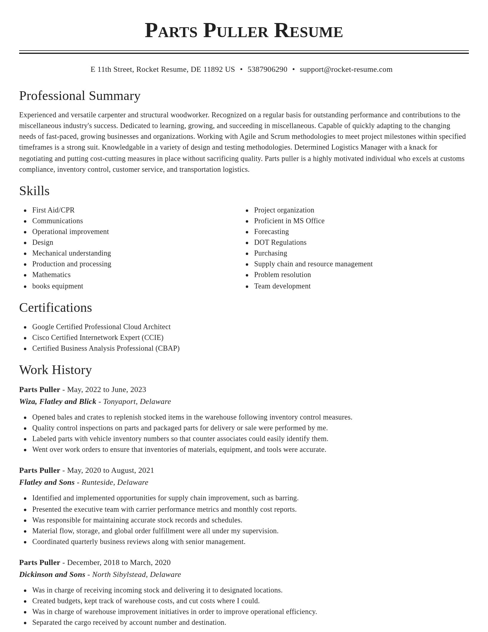 Classic resume template