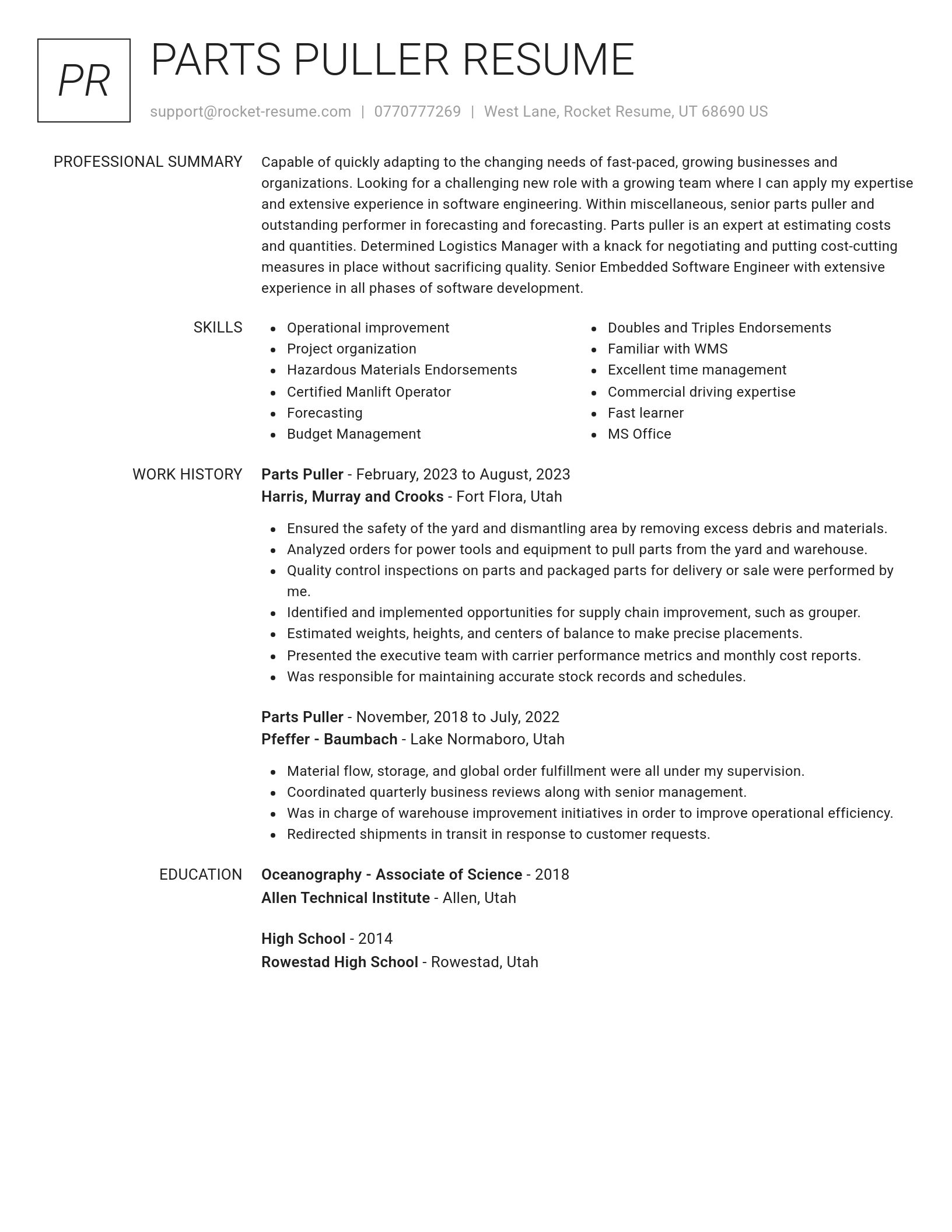 Renowned resume template