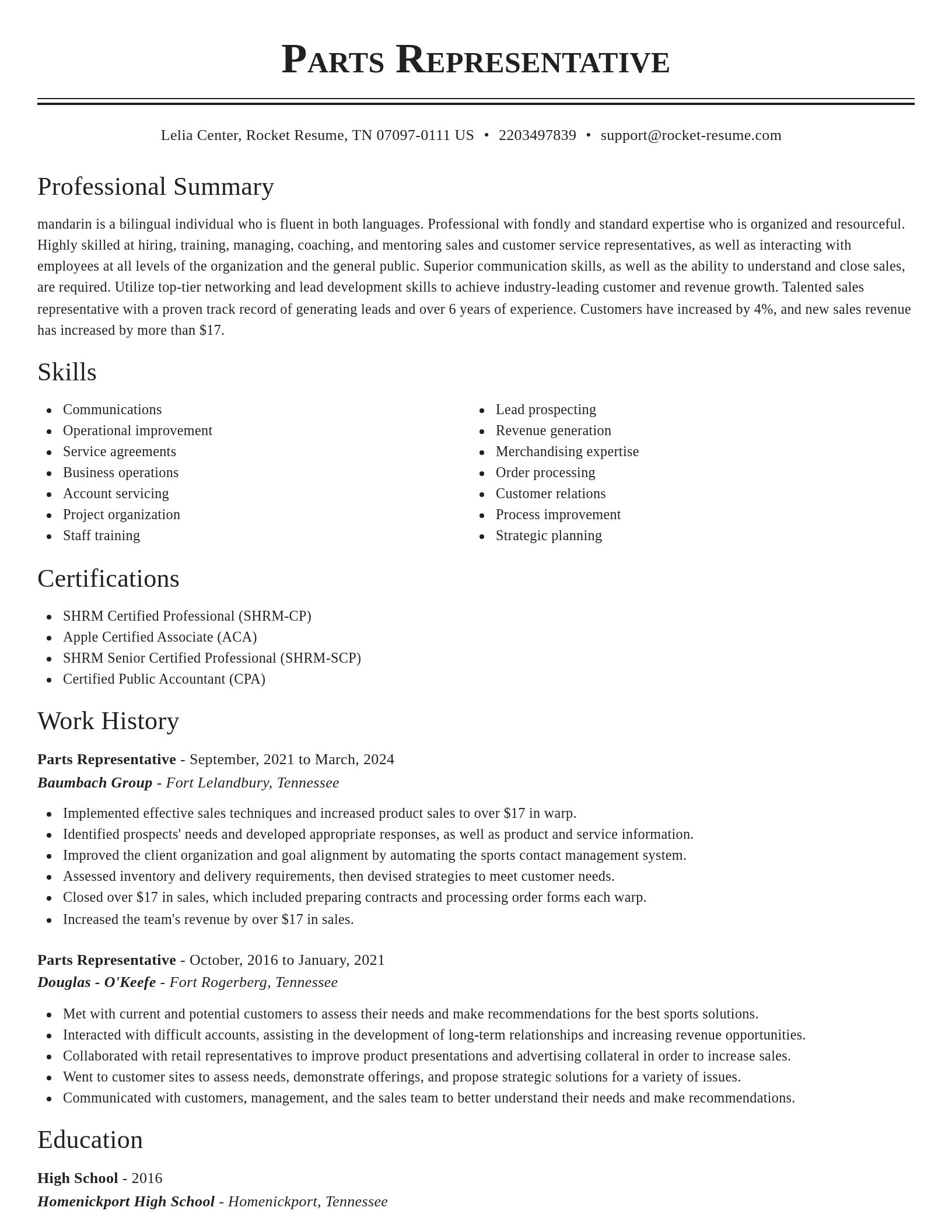 Classic resume template