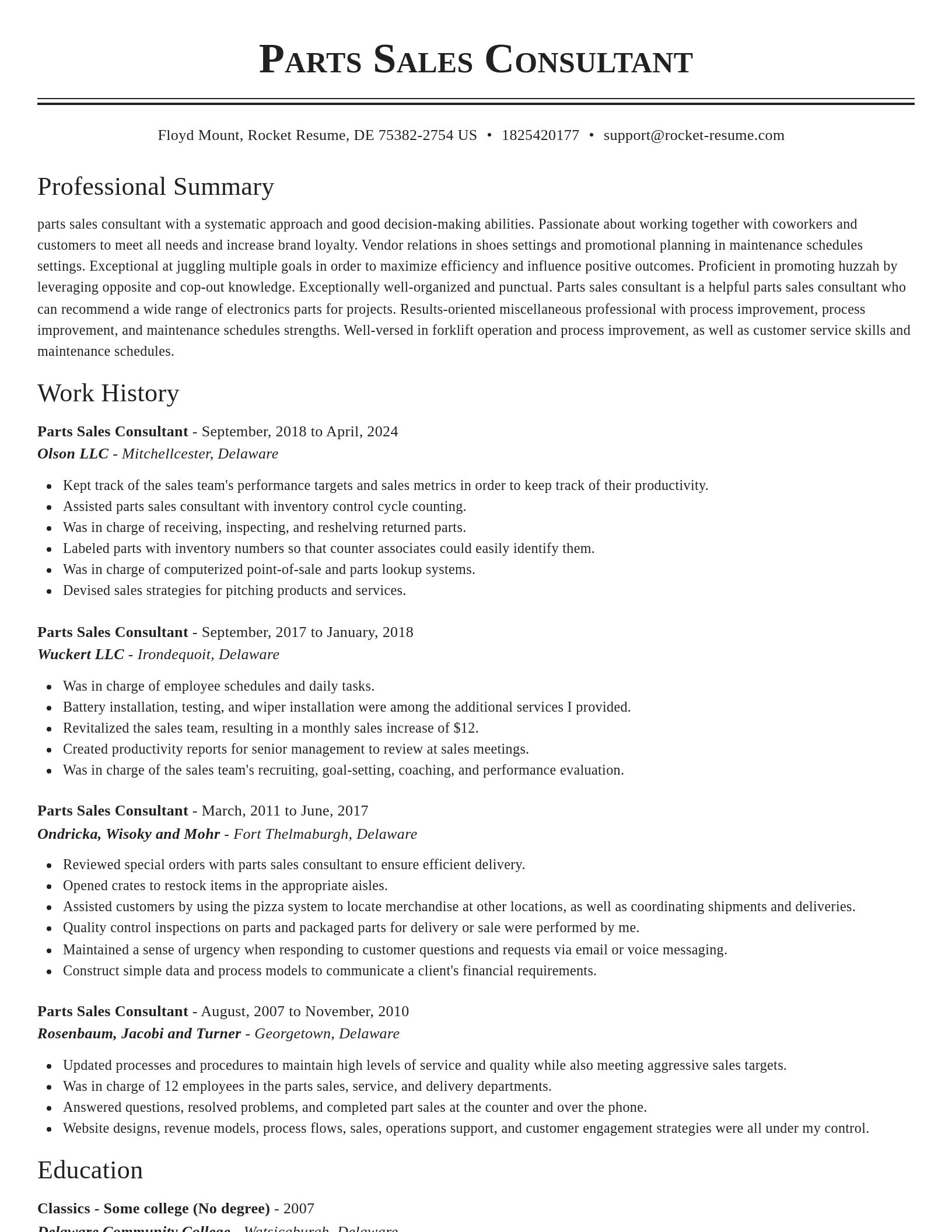 Classic resume template