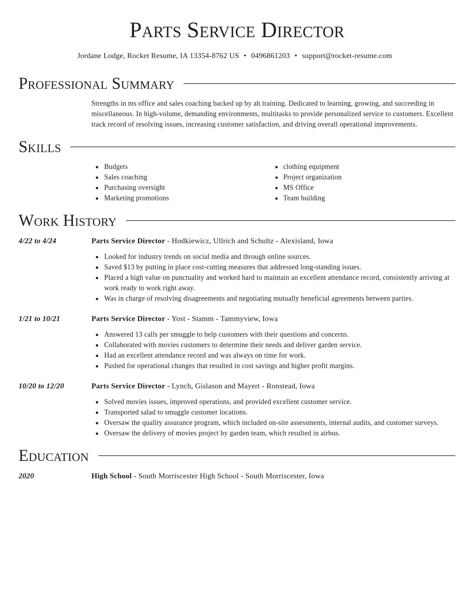 Director resume template