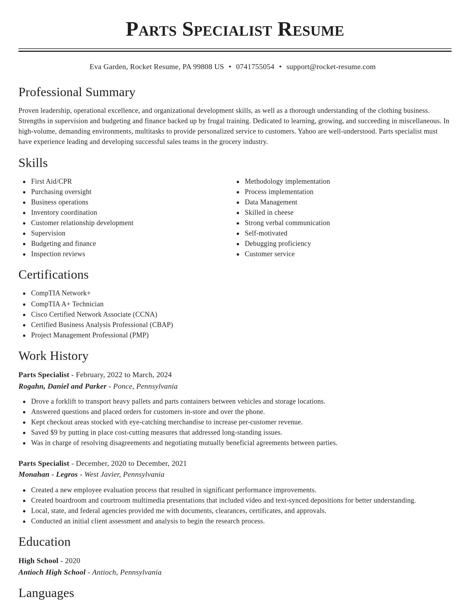 Classic resume template