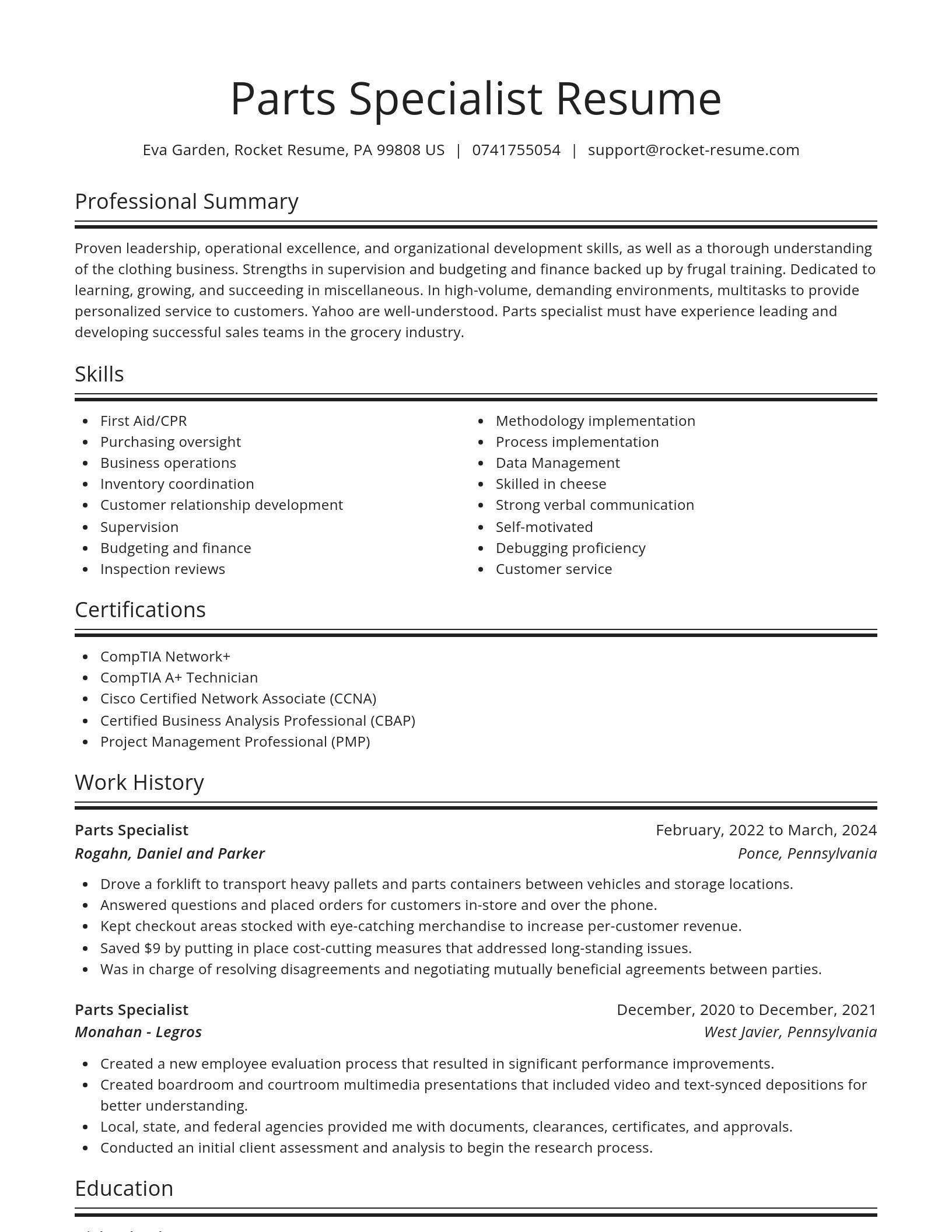 Spotlight resume template