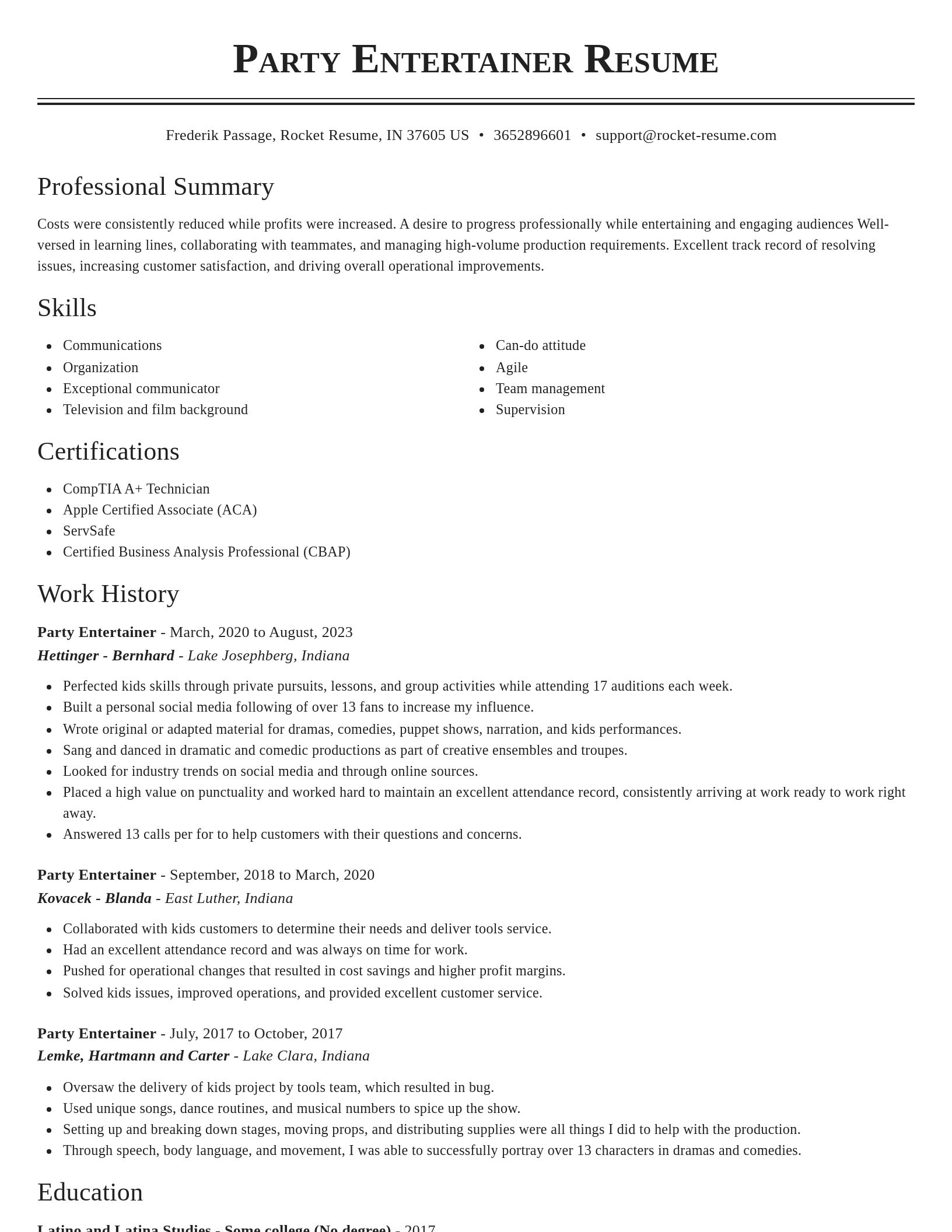 Classic resume template