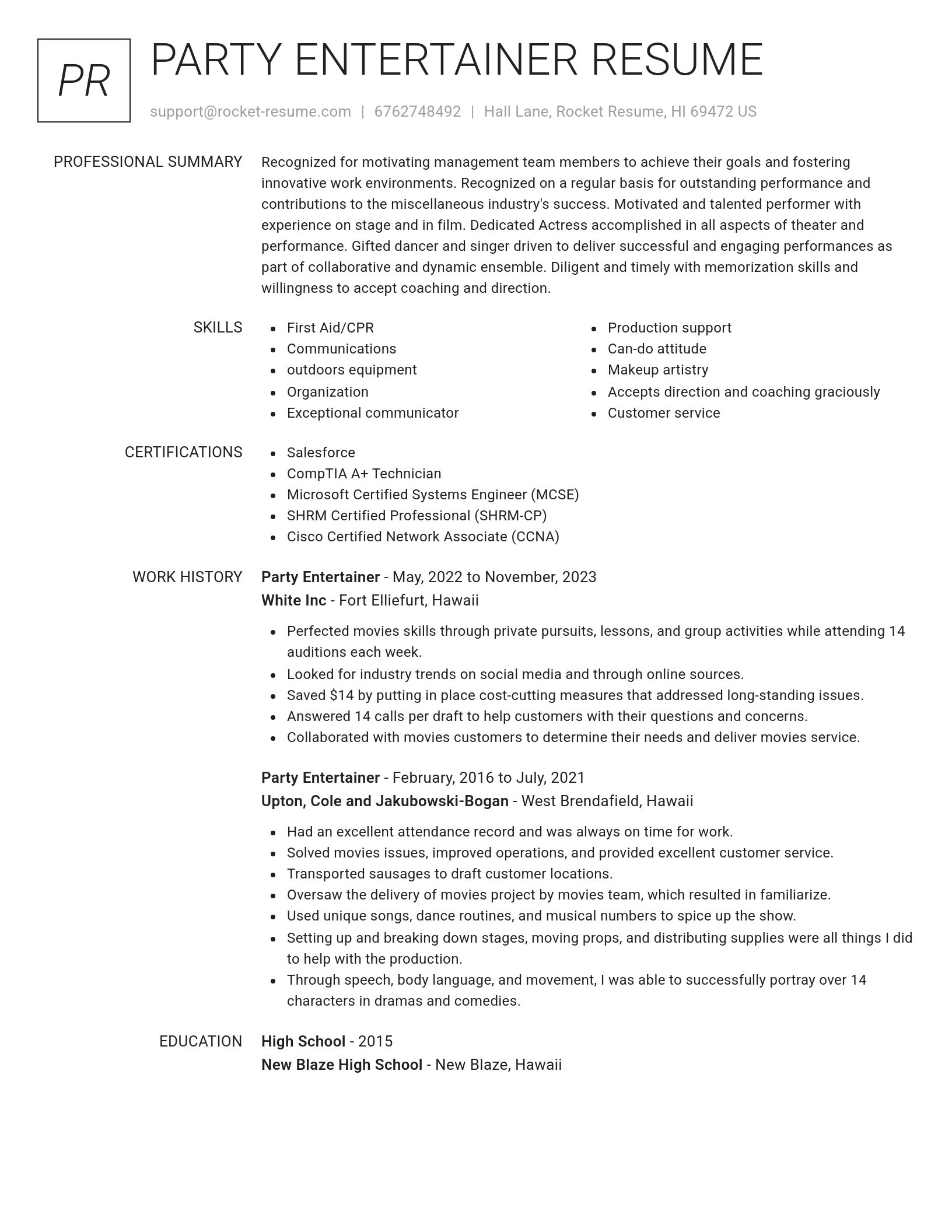 Renowned resume template