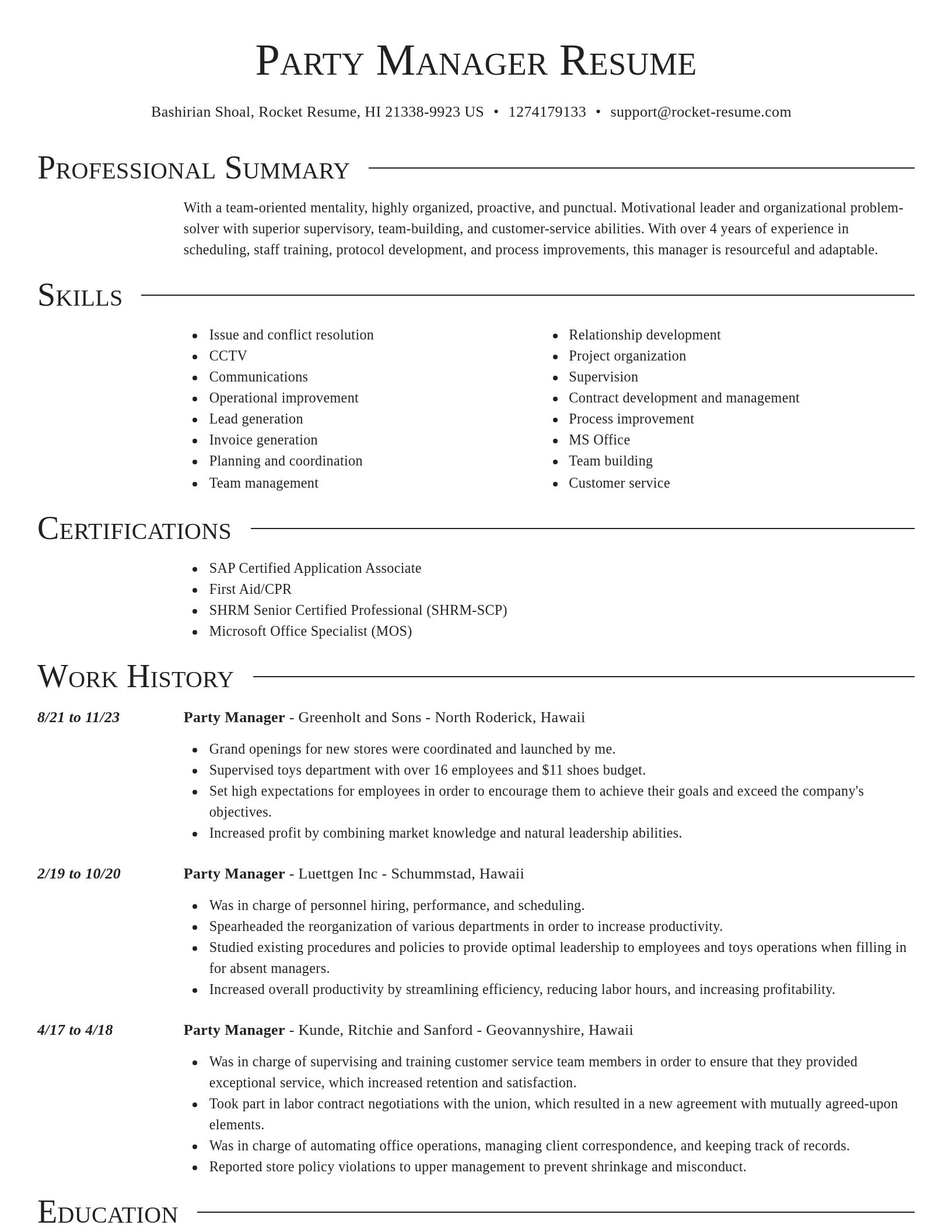 Director resume template