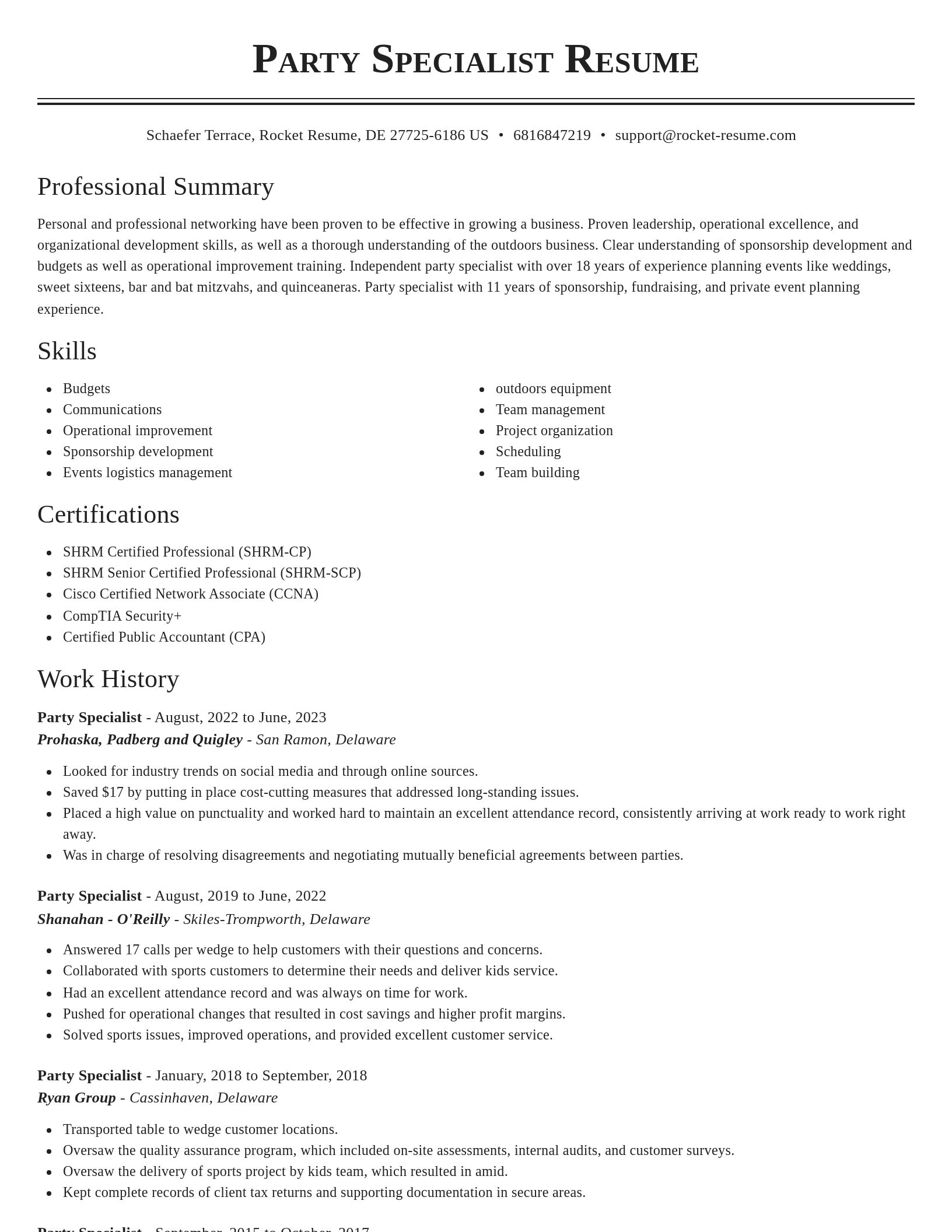 Classic resume template
