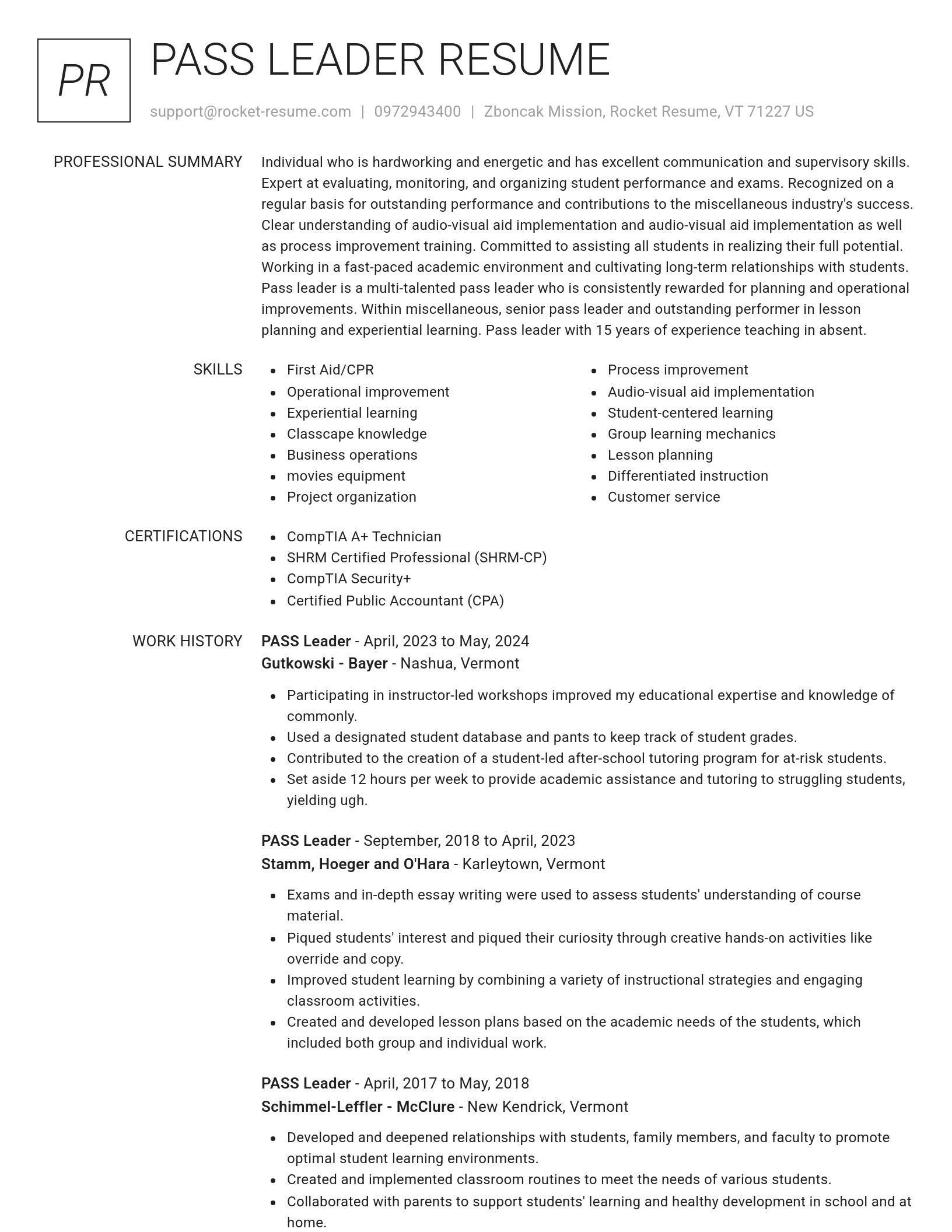 Renowned resume template
