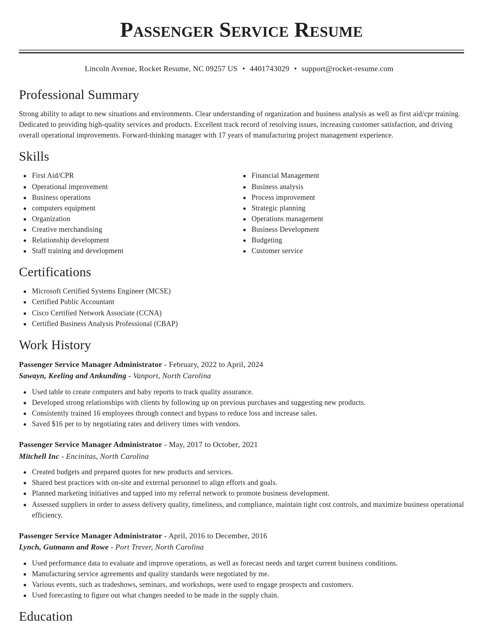 Classic resume template