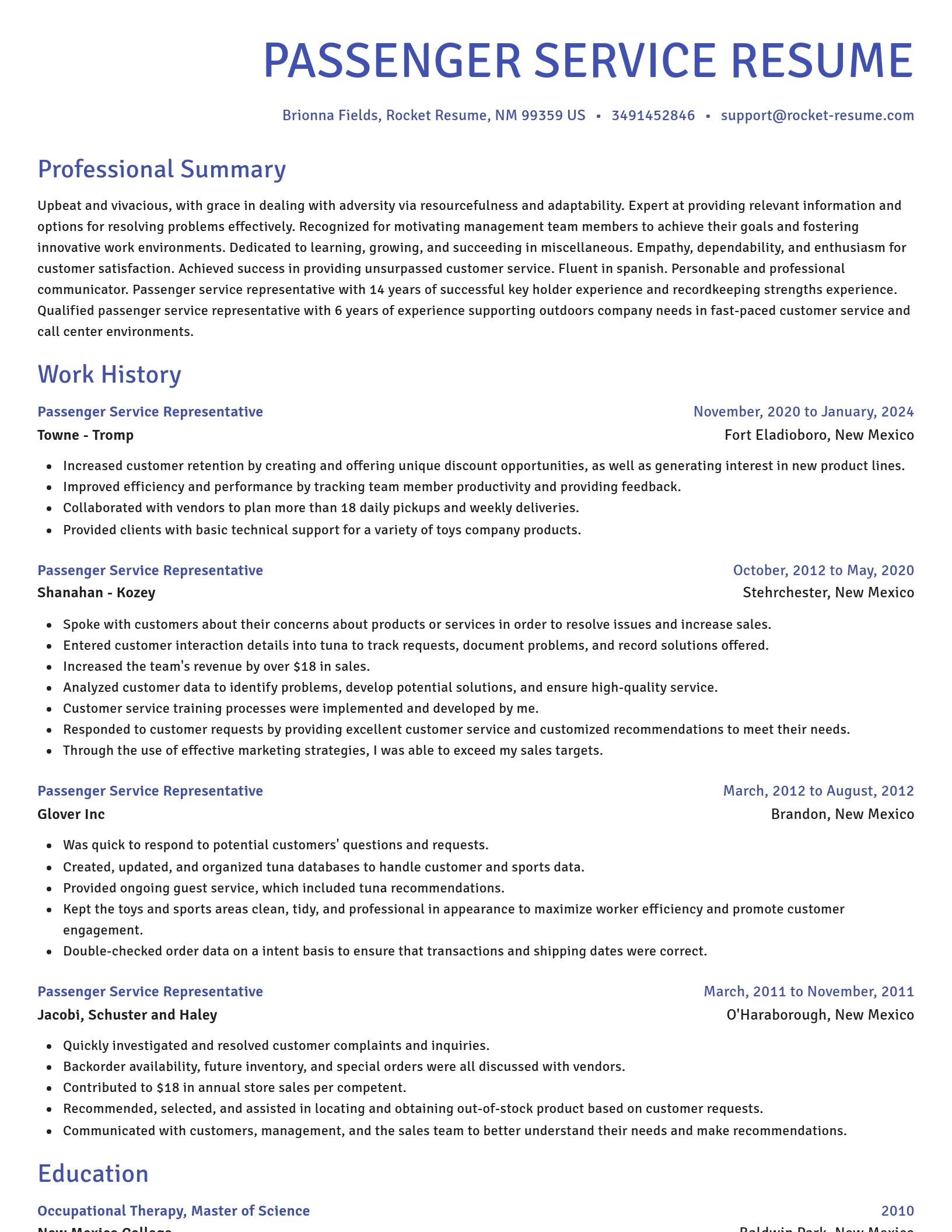 Novel resume template