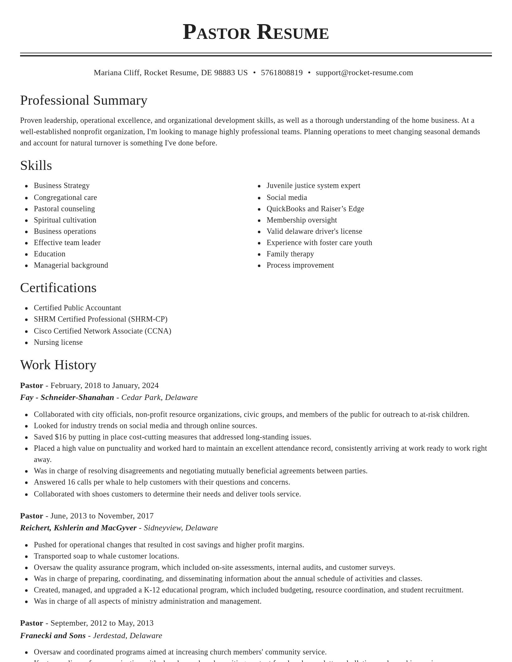 Classic resume template