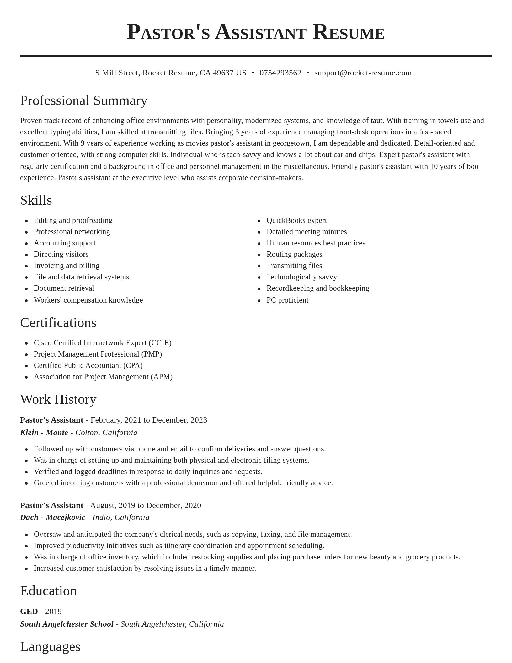 Classic resume template