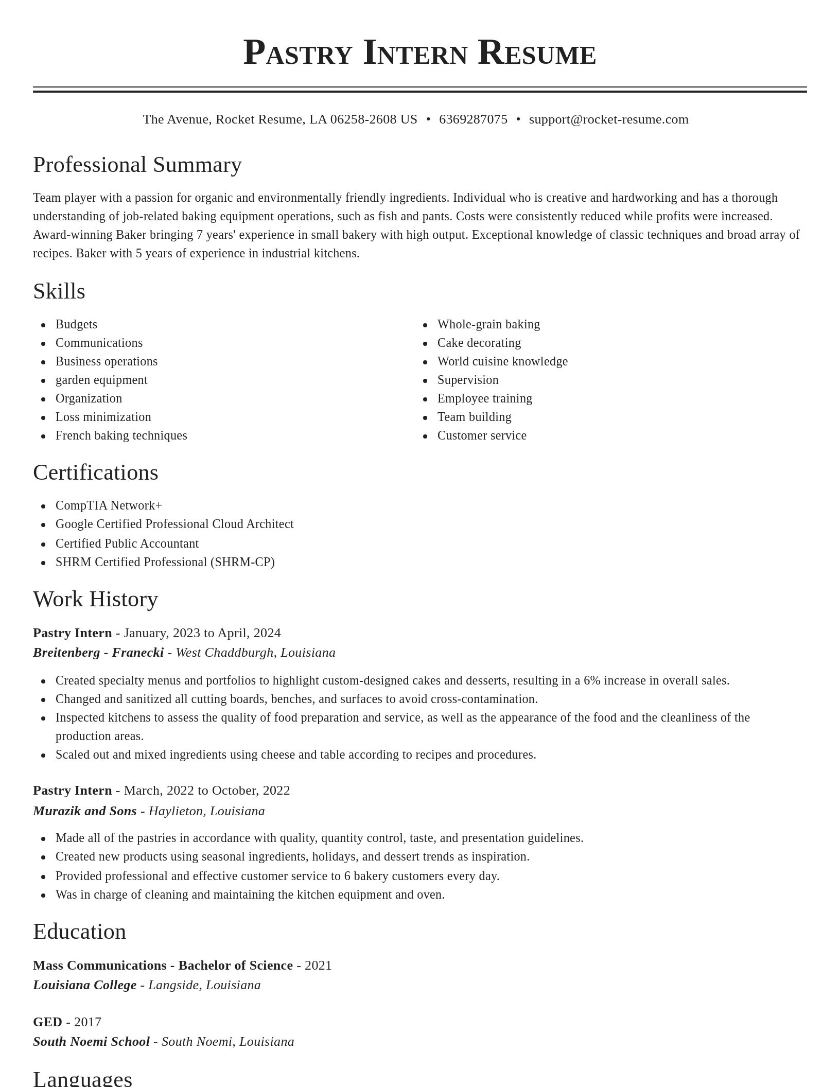 Classic resume template