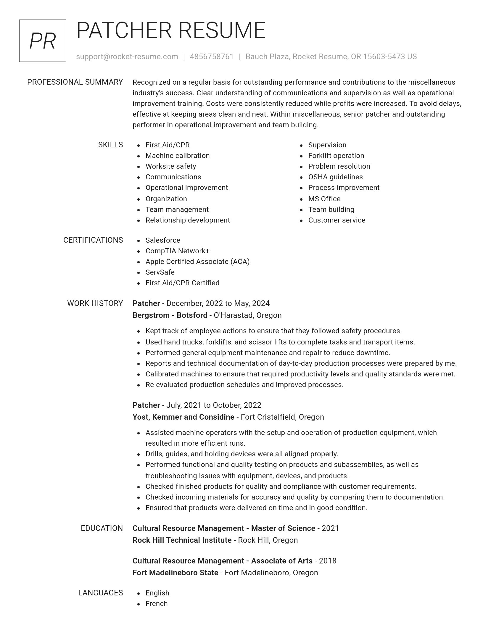Renowned resume template