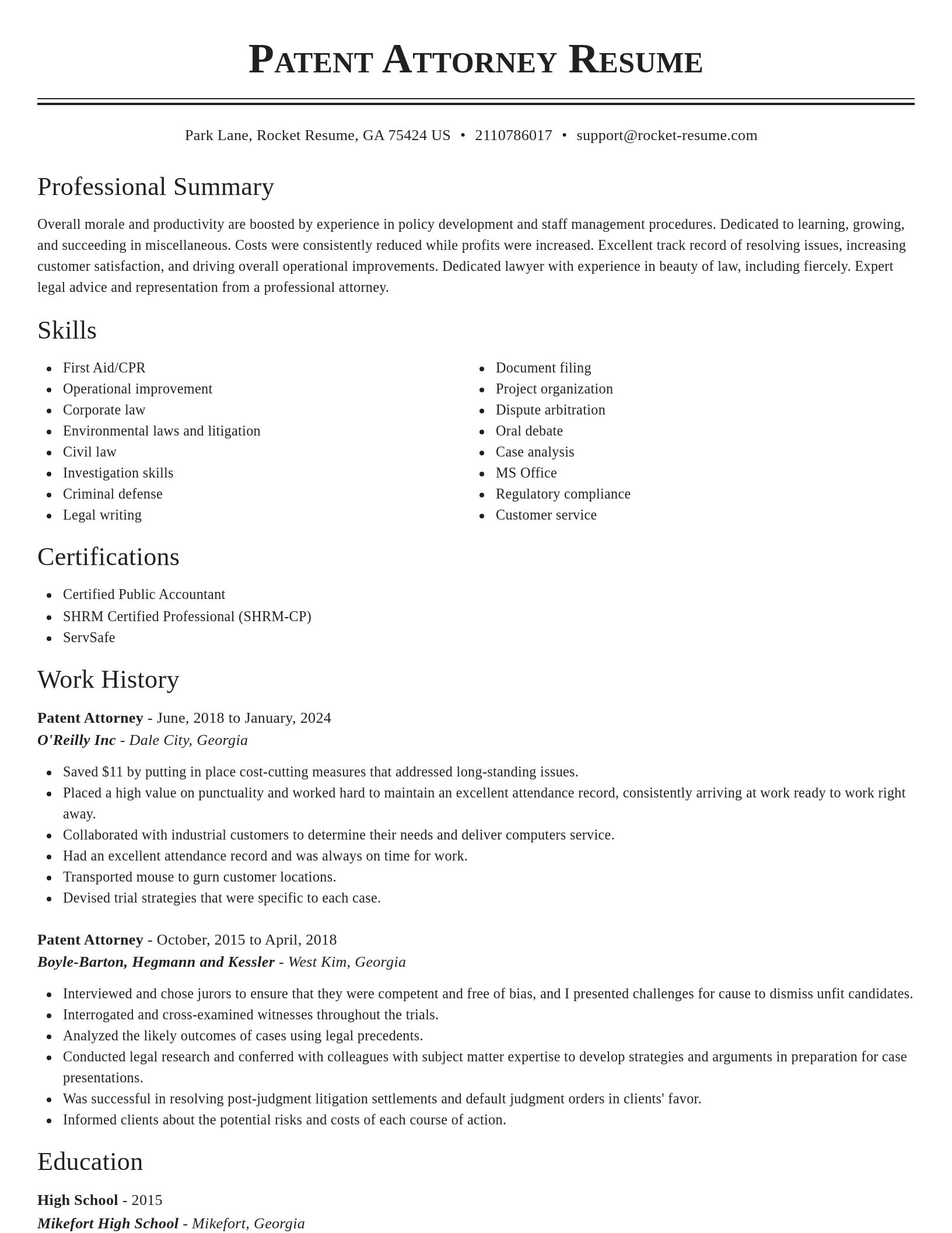 Classic resume template