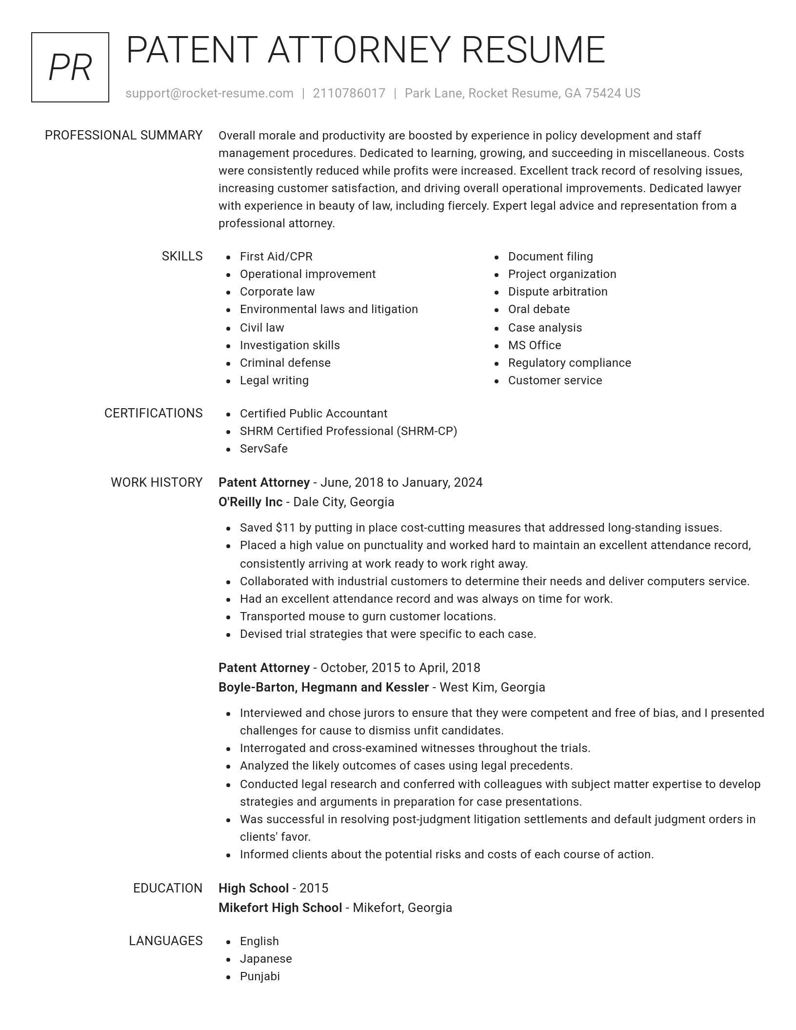 Renowned resume template