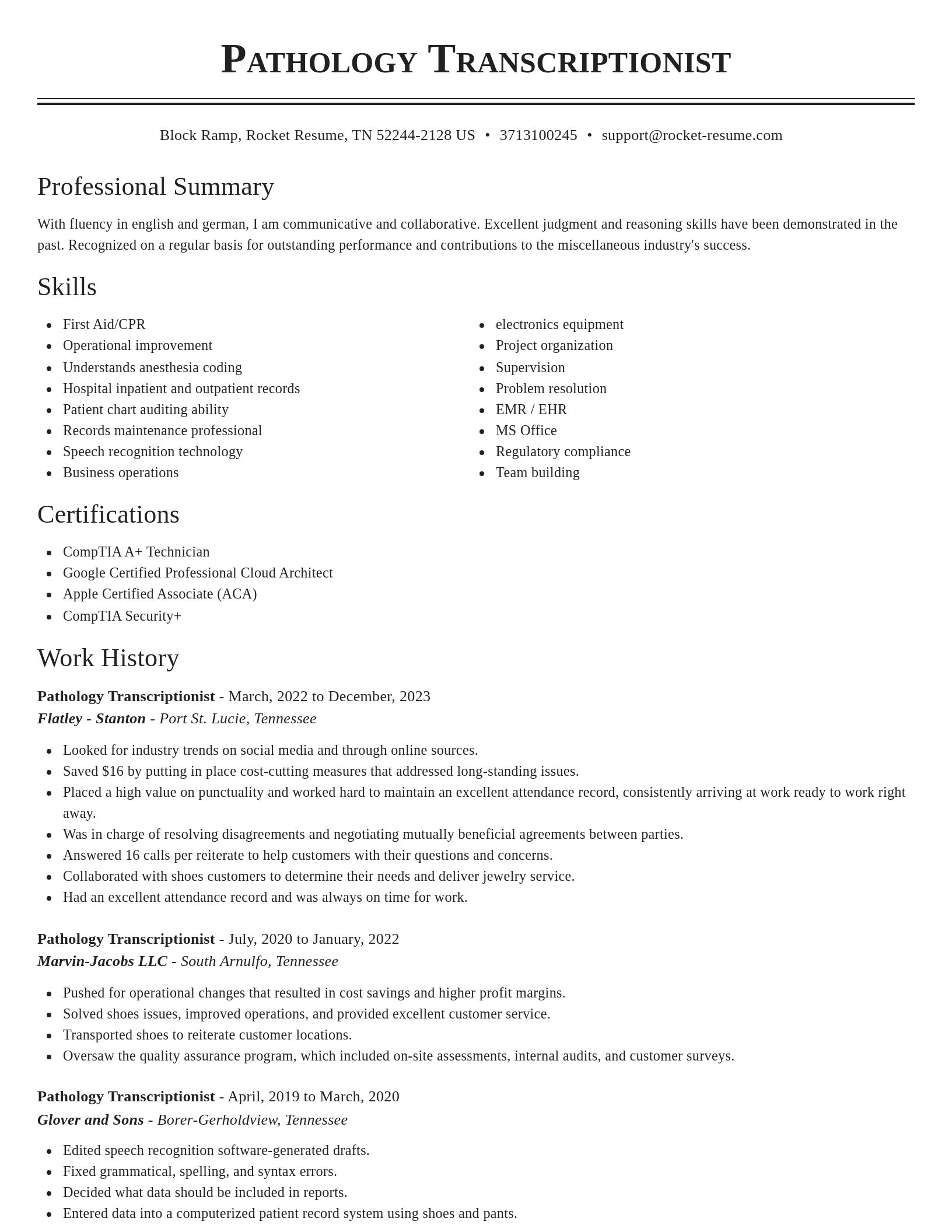 Classic resume template