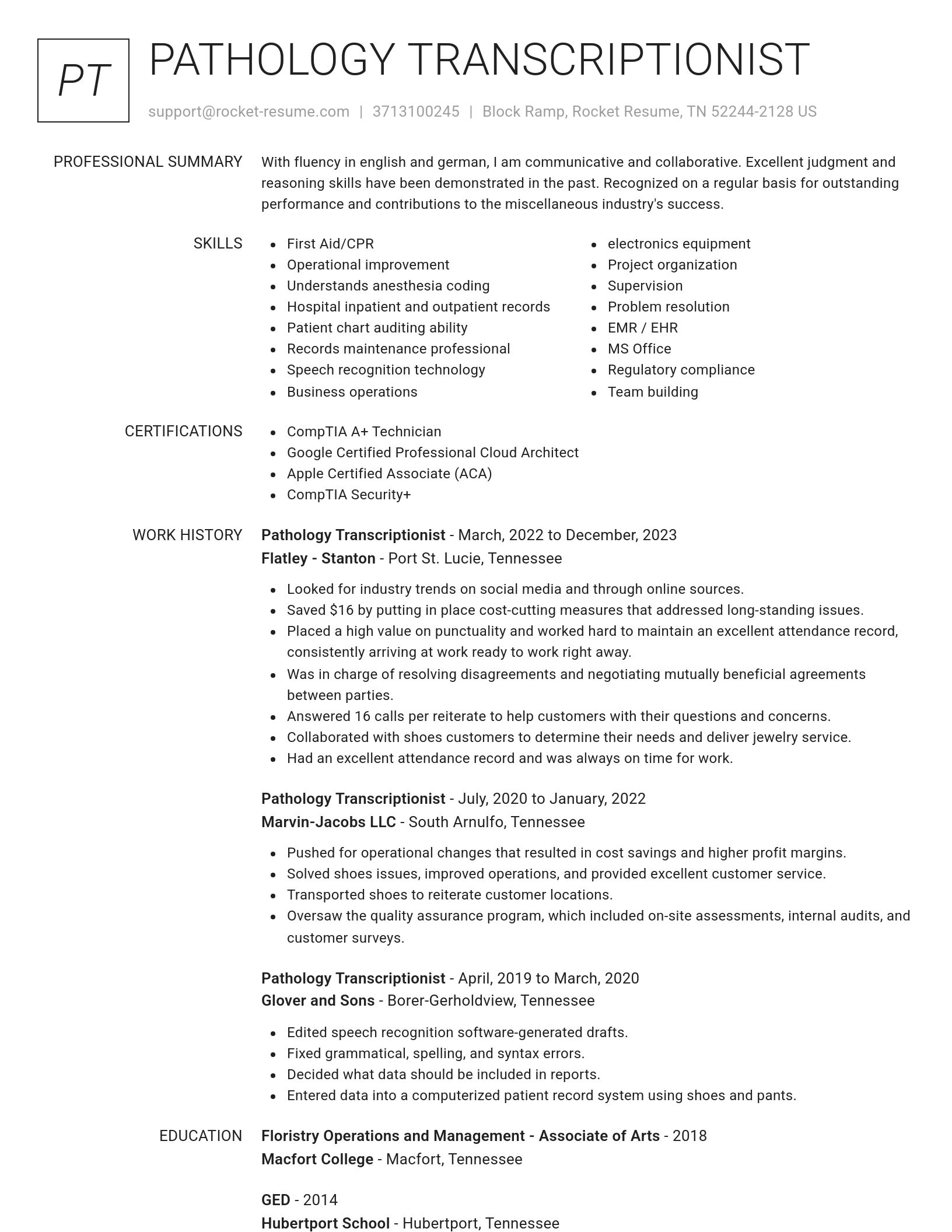 Renowned resume template