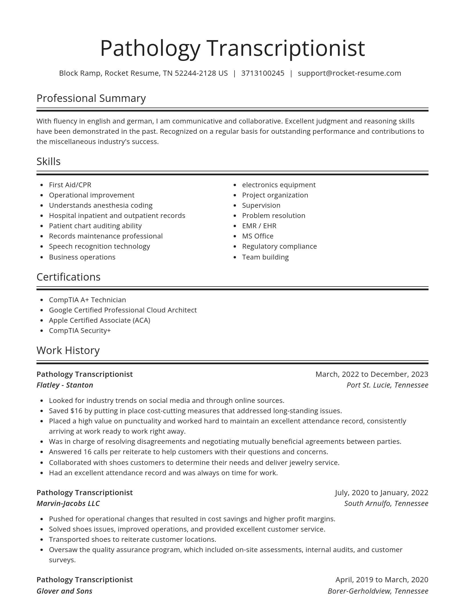 Spotlight resume template