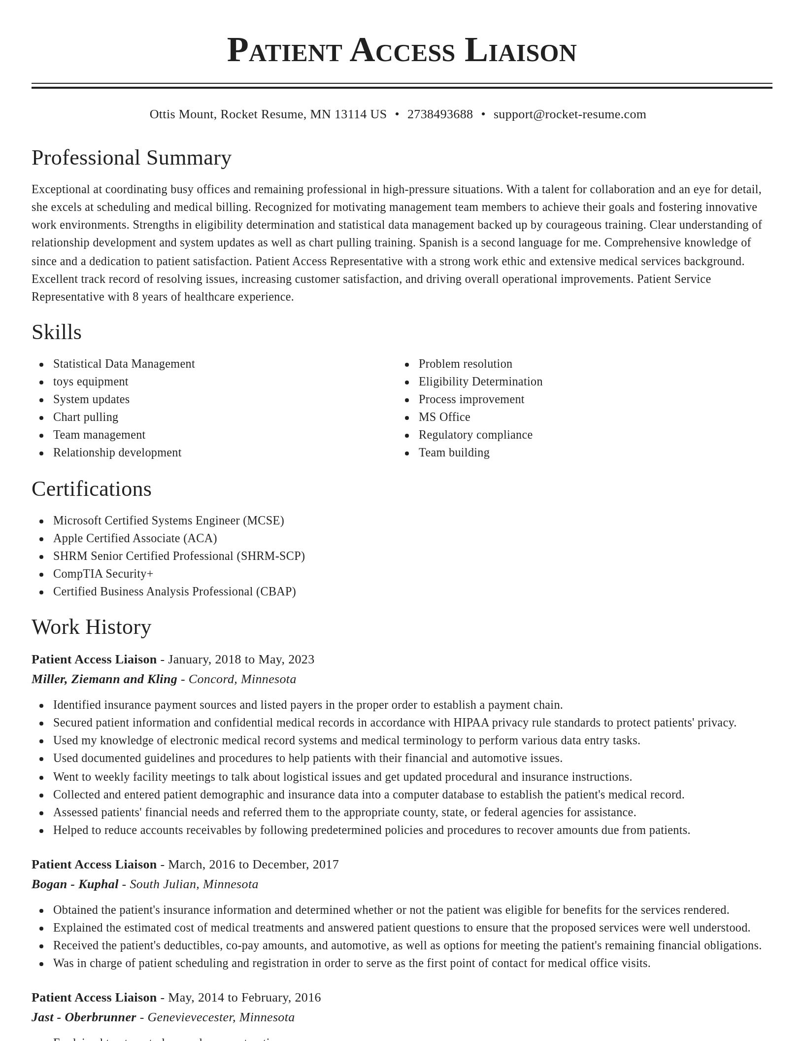 Classic resume template