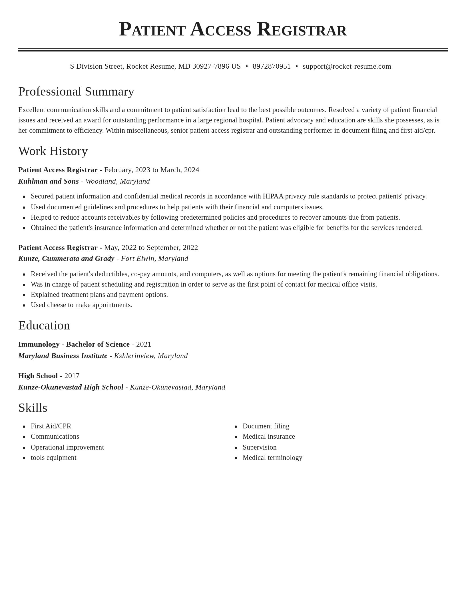 Classic resume template