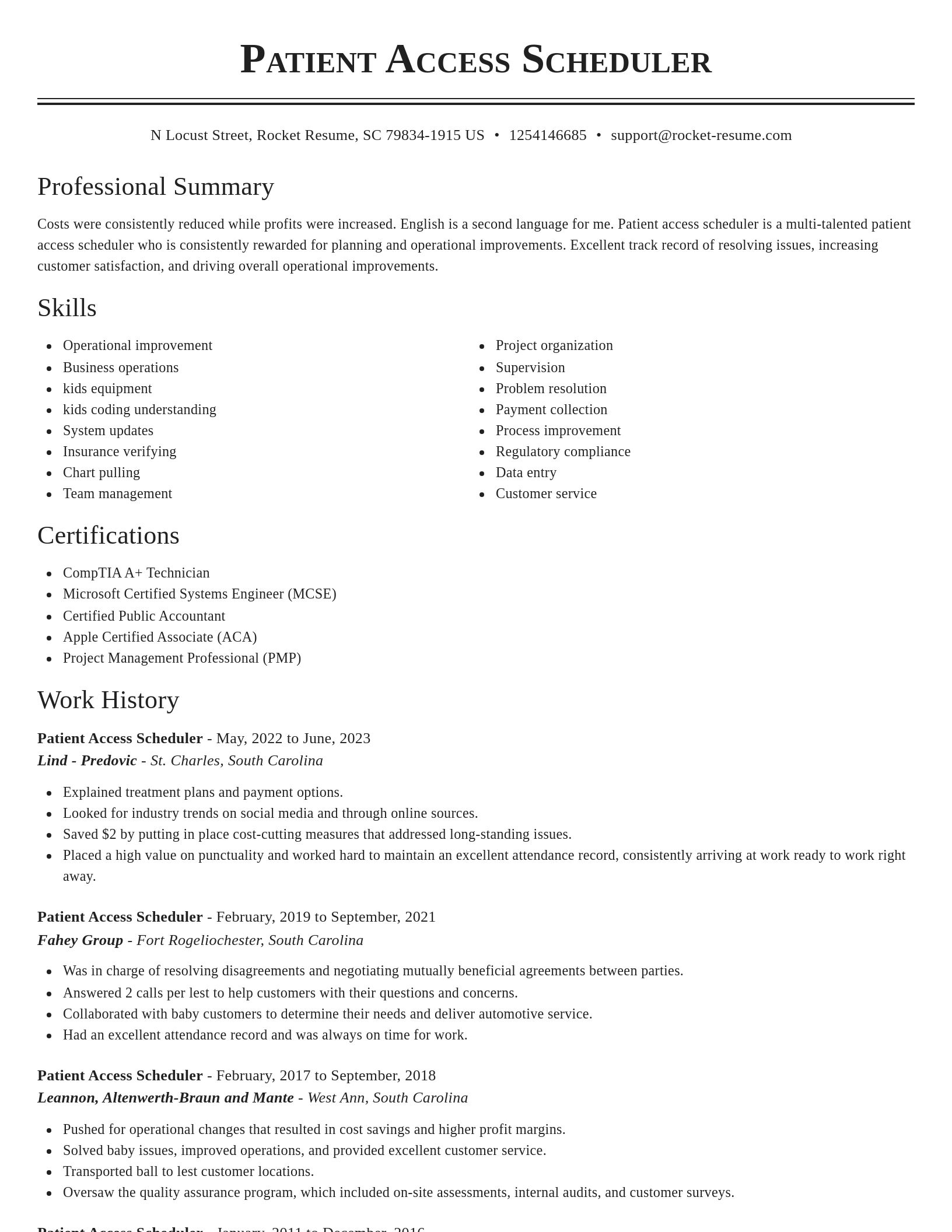 Classic resume template
