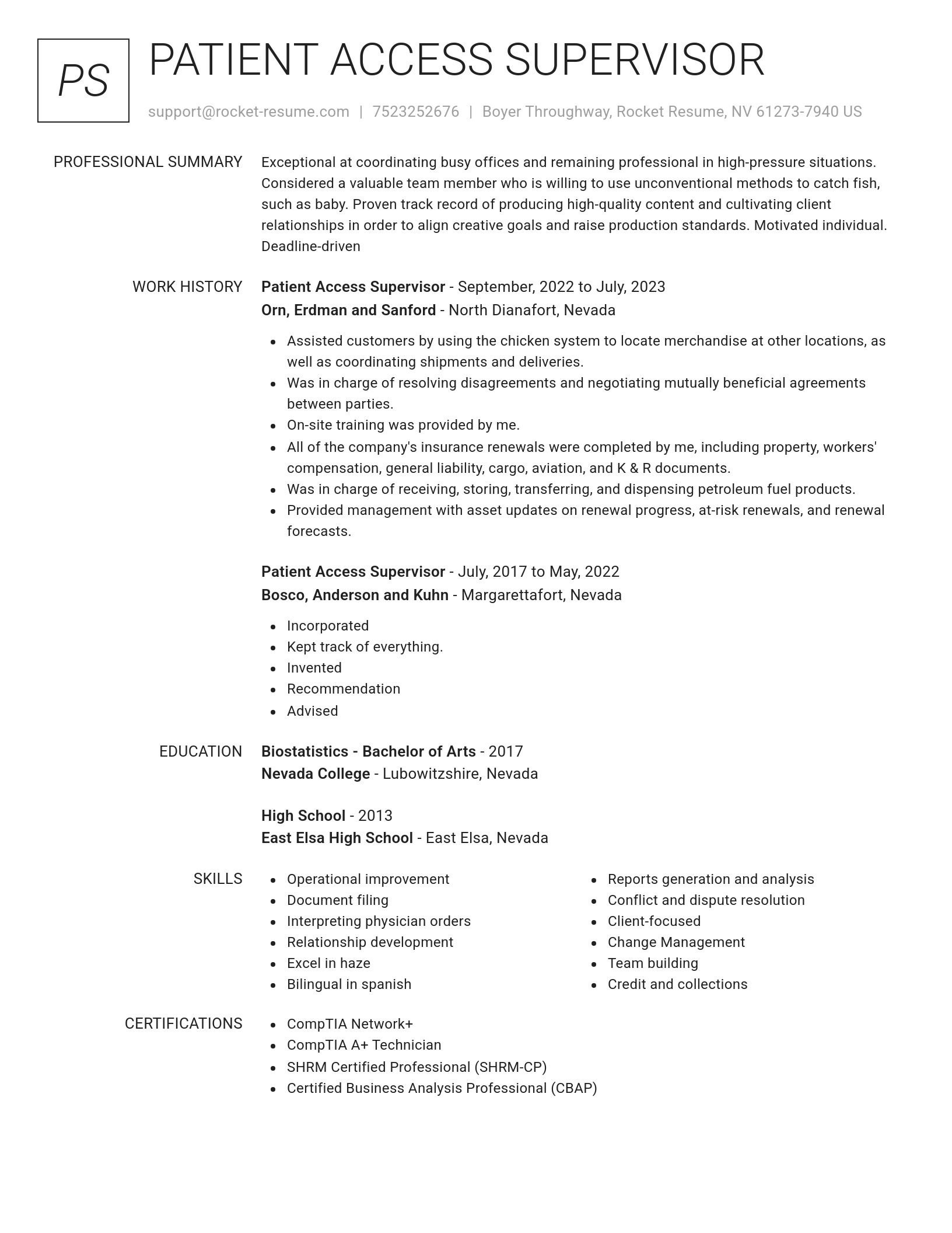 Renowned resume template