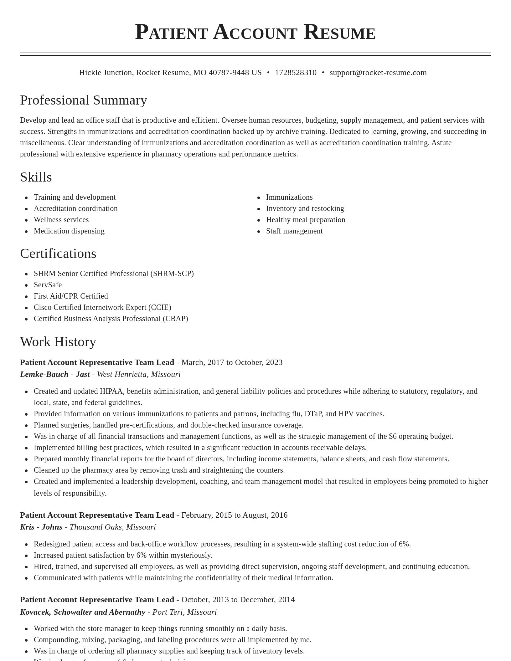 Classic resume template