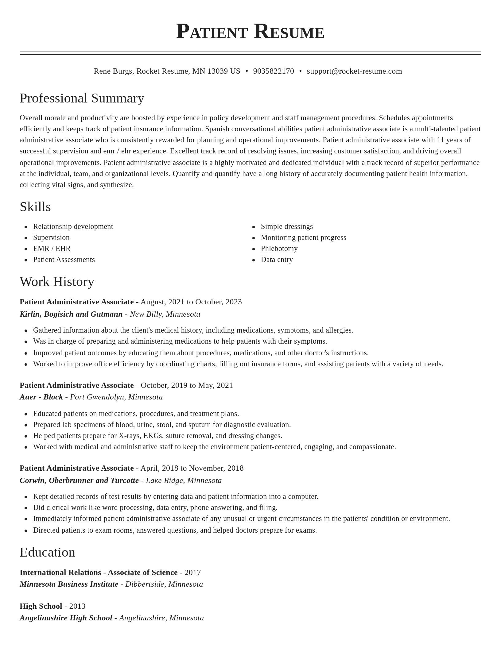 Classic resume template
