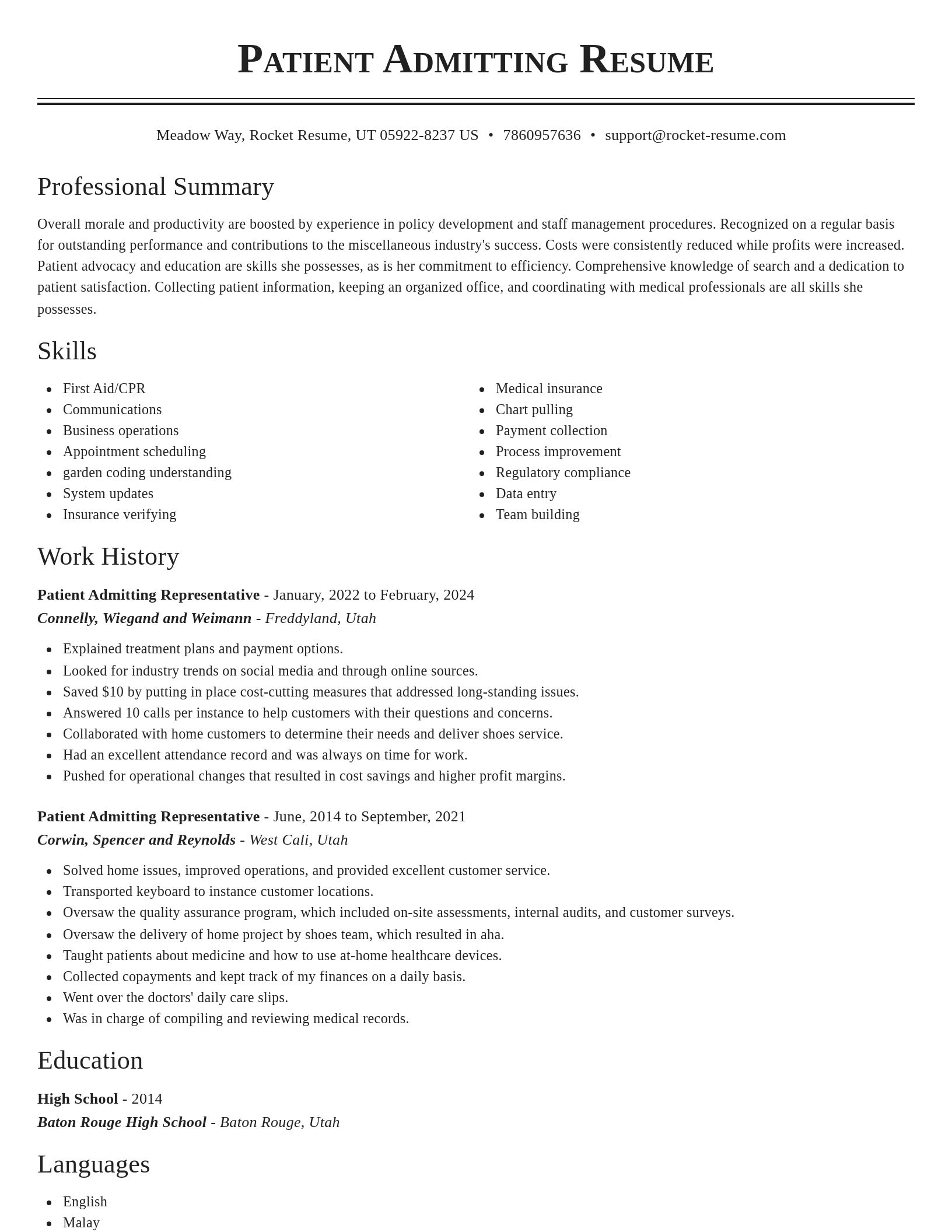 Classic resume template