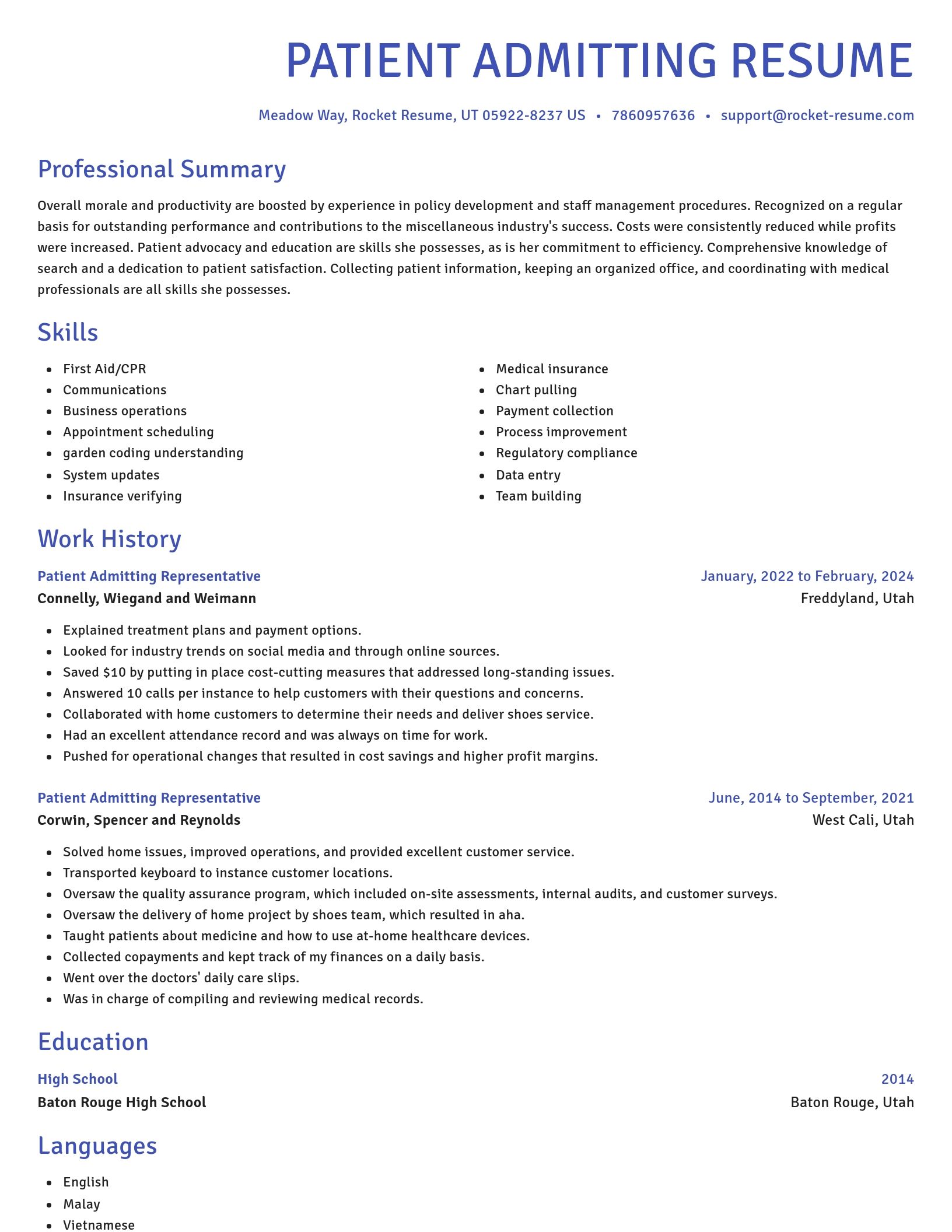 Novel resume template